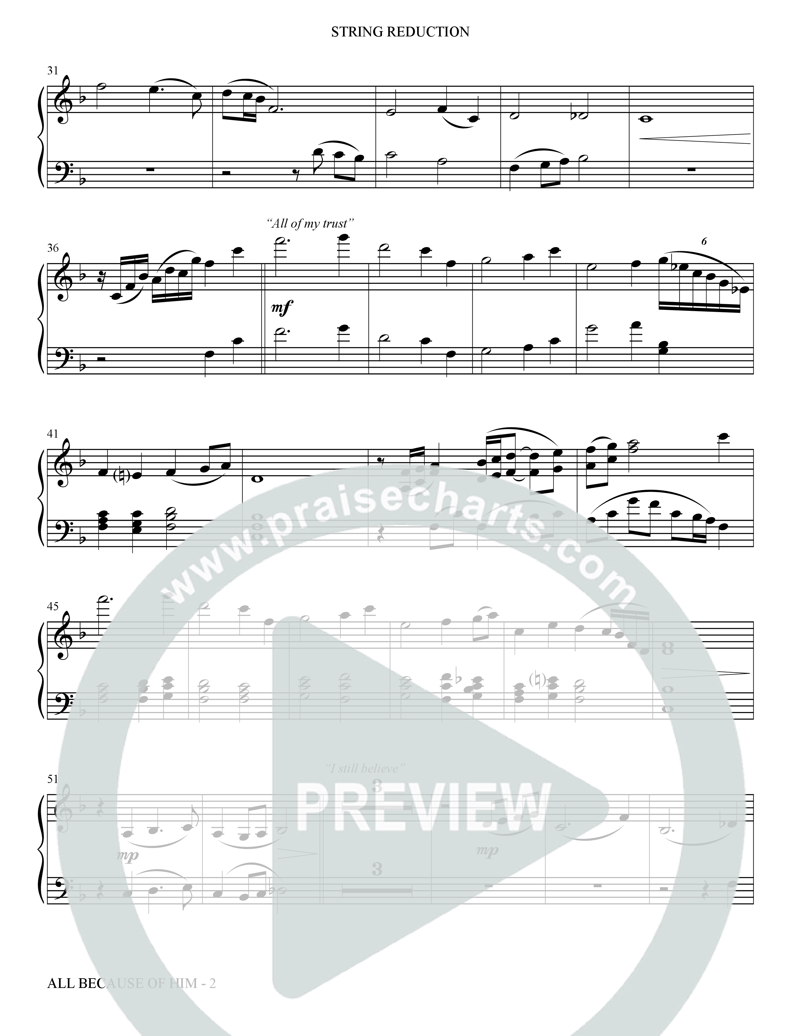 All Because Of Him (Choral Anthem SATB) String Reduction (The Brooklyn Tabernacle Choir / Arr. Carol Cymbala / Orch. J. Daniel Smith)