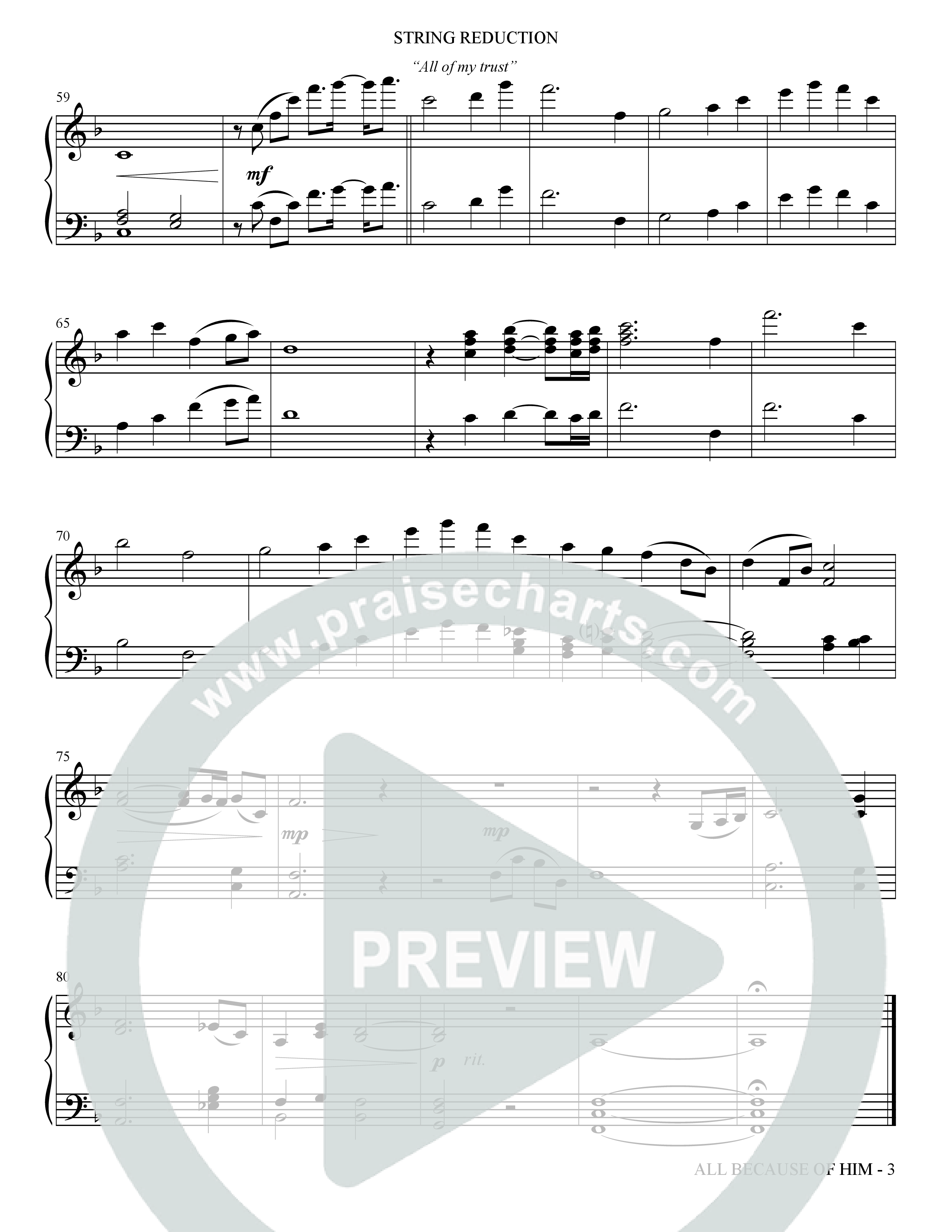 All Because Of Him (Choral Anthem SATB) String Reduction (The Brooklyn Tabernacle Choir / Arr. Carol Cymbala / Orch. J. Daniel Smith)