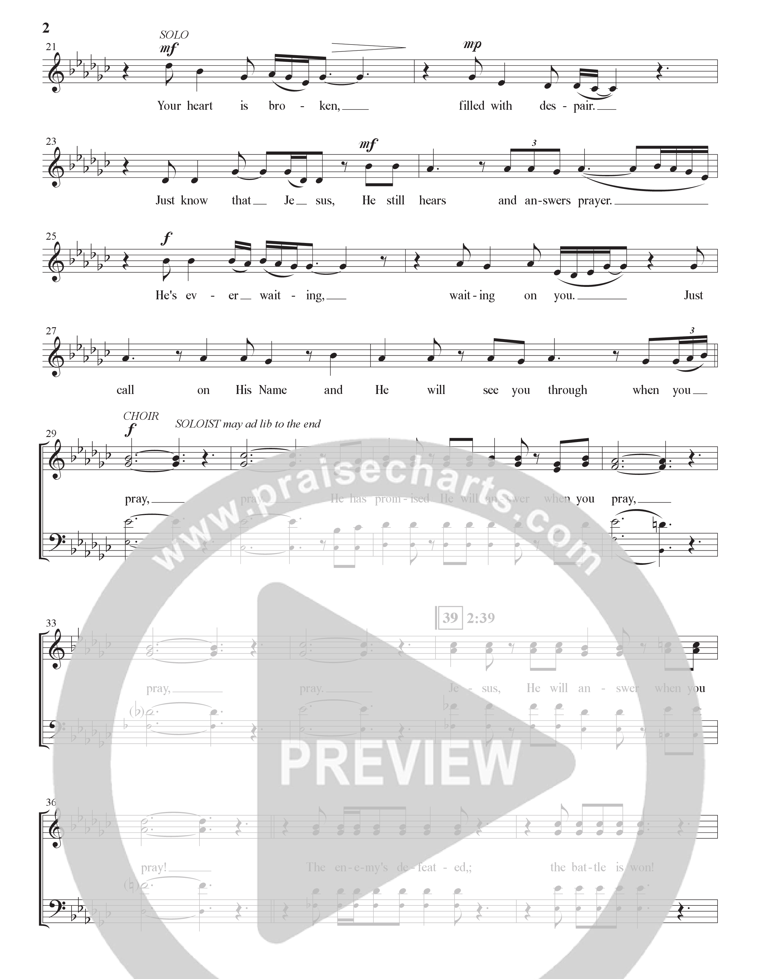Pray (Choral Anthem SATB) Choir Sheet (SATB) (The Brooklyn Tabernacle Choir / Arr. Carol Cymbala / Orch. Bradley Knight)