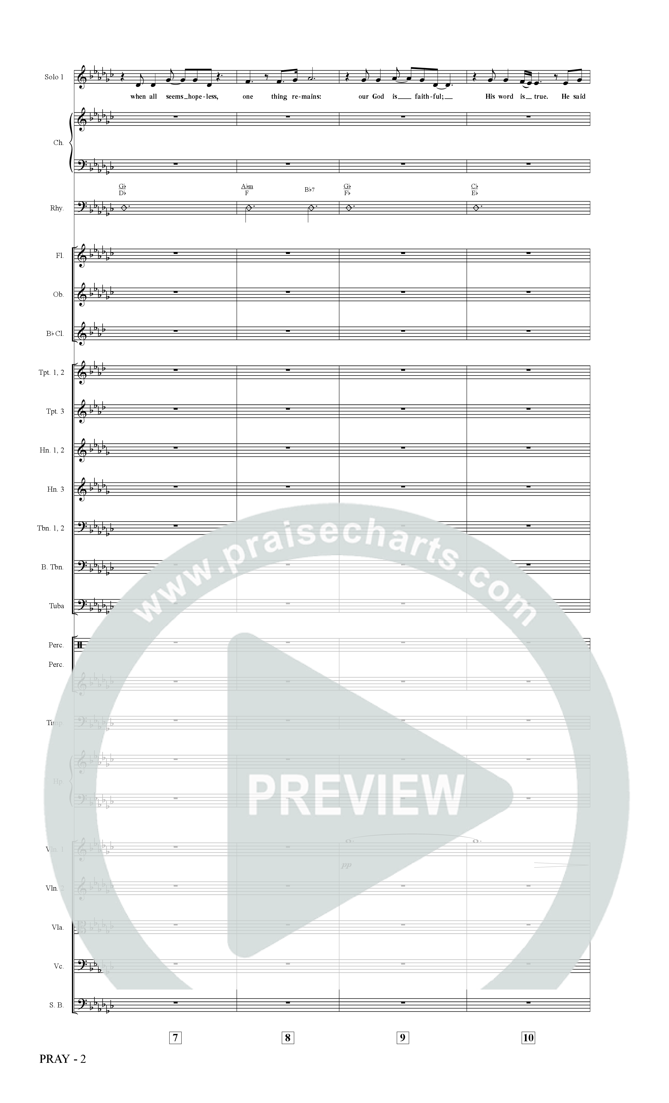 Pray (Choral Anthem SATB) Orchestration (The Brooklyn Tabernacle Choir / Arr. Carol Cymbala / Orch. Bradley Knight)