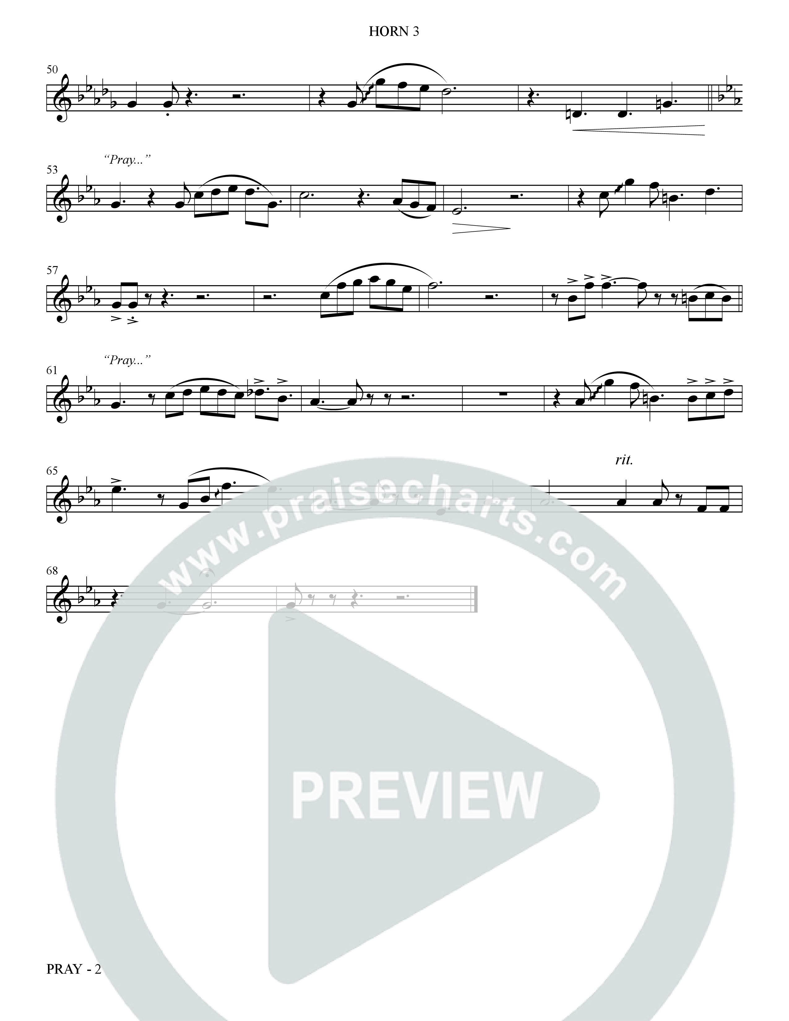 Pray (Choral Anthem SATB) French Horn (The Brooklyn Tabernacle Choir / Arr. Carol Cymbala / Orch. Bradley Knight)