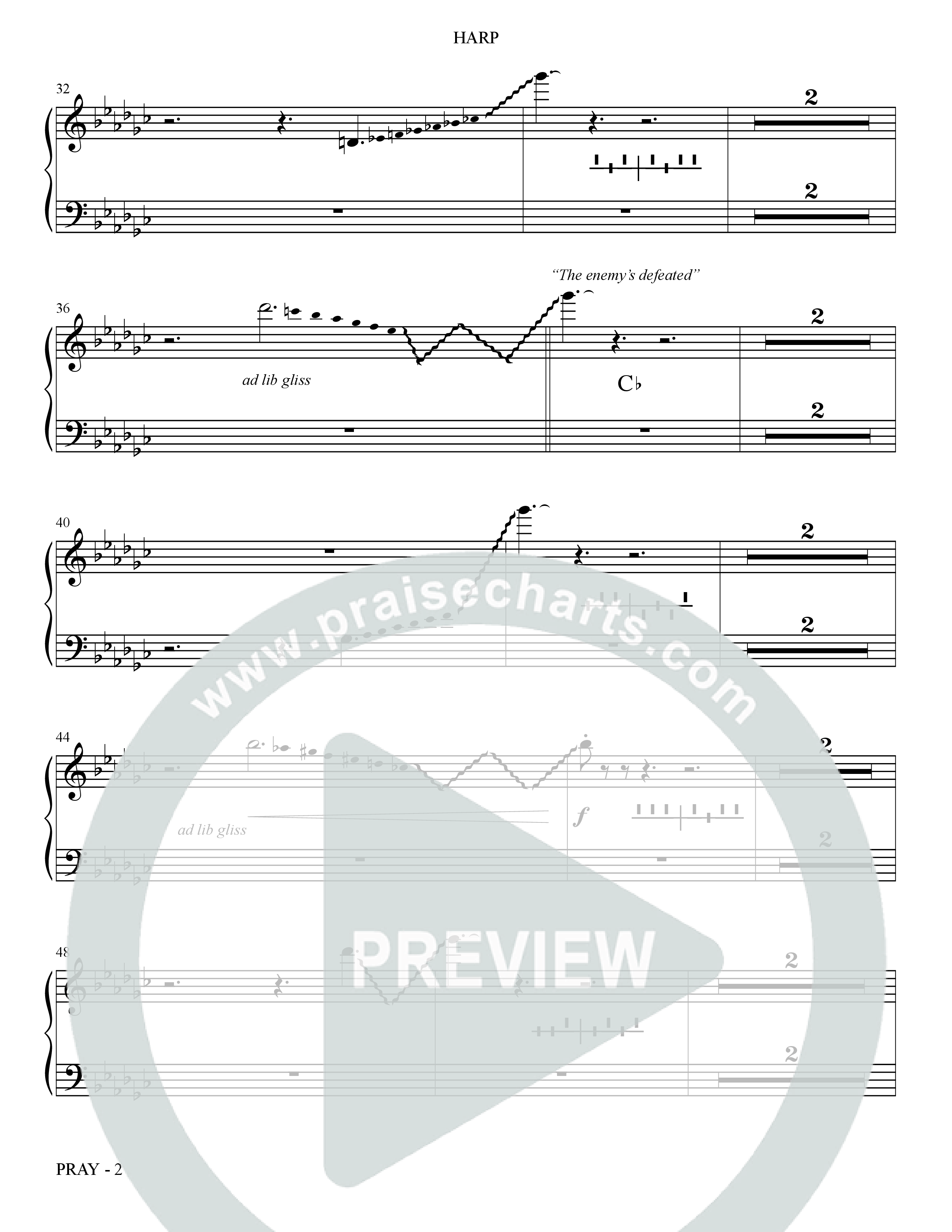 Pray (Choral Anthem SATB) Harp (The Brooklyn Tabernacle Choir / Arr. Carol Cymbala / Orch. Bradley Knight)
