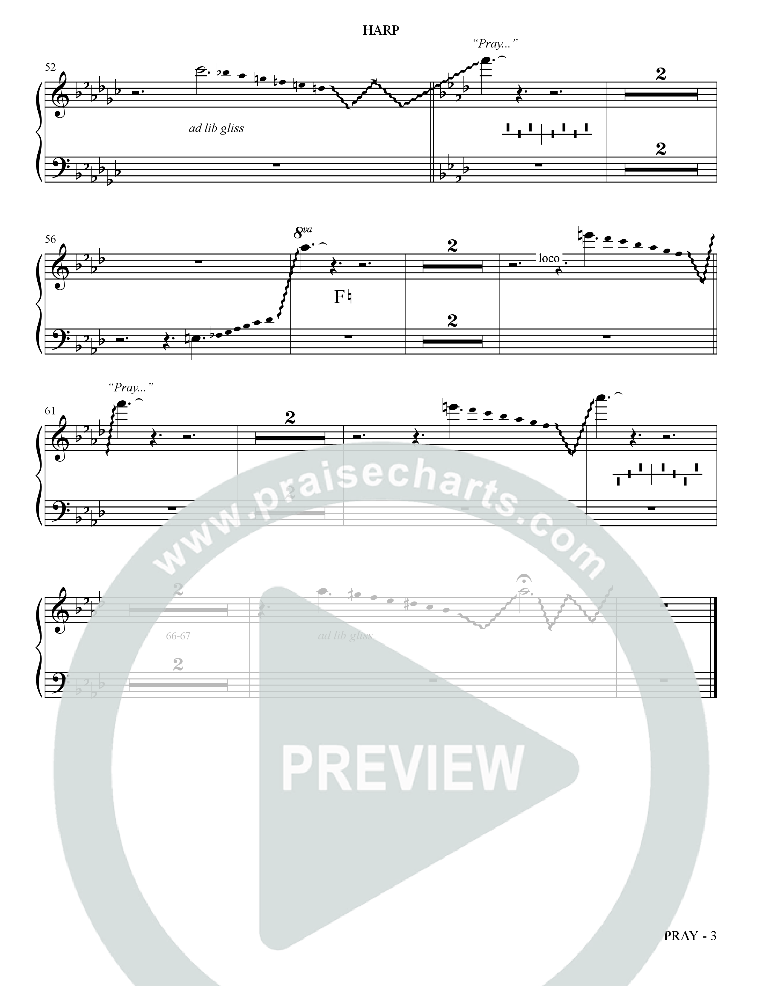 Pray (Choral Anthem SATB) Harp (The Brooklyn Tabernacle Choir / Arr. Carol Cymbala / Orch. Bradley Knight)