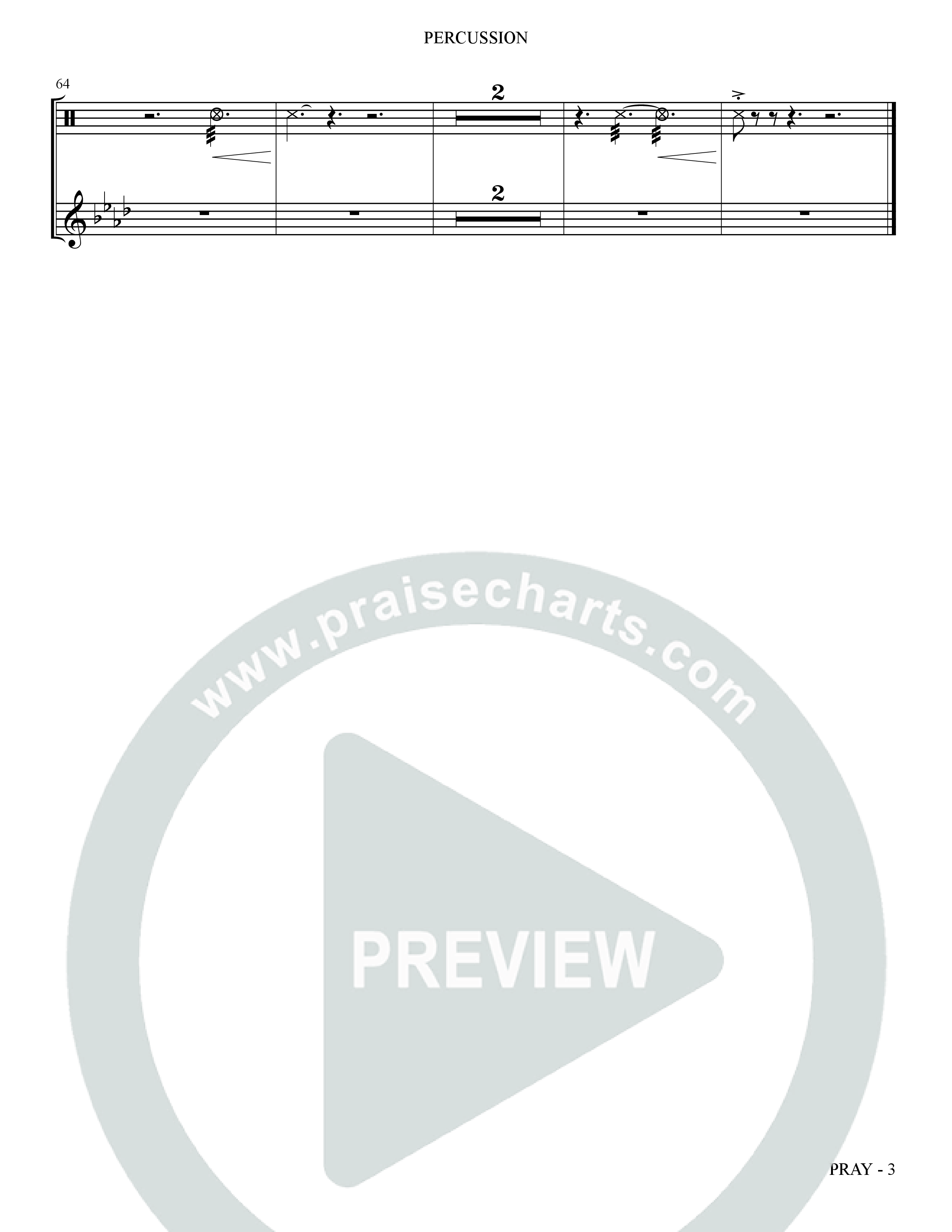Pray (Choral Anthem SATB) Percussion (The Brooklyn Tabernacle Choir / Arr. Carol Cymbala / Orch. Bradley Knight)