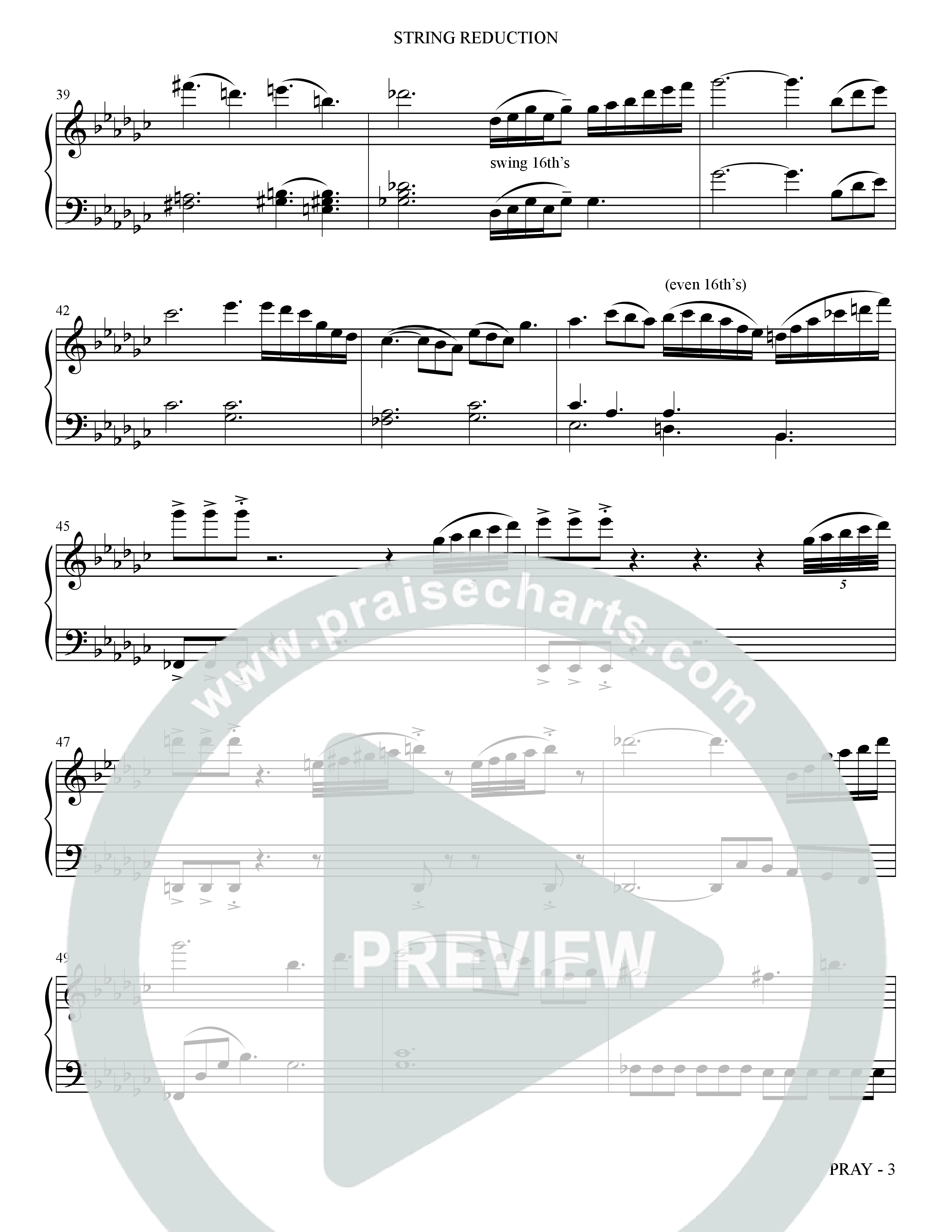 Pray (Choral Anthem SATB) String Reduction (The Brooklyn Tabernacle Choir / Arr. Carol Cymbala / Orch. Bradley Knight)