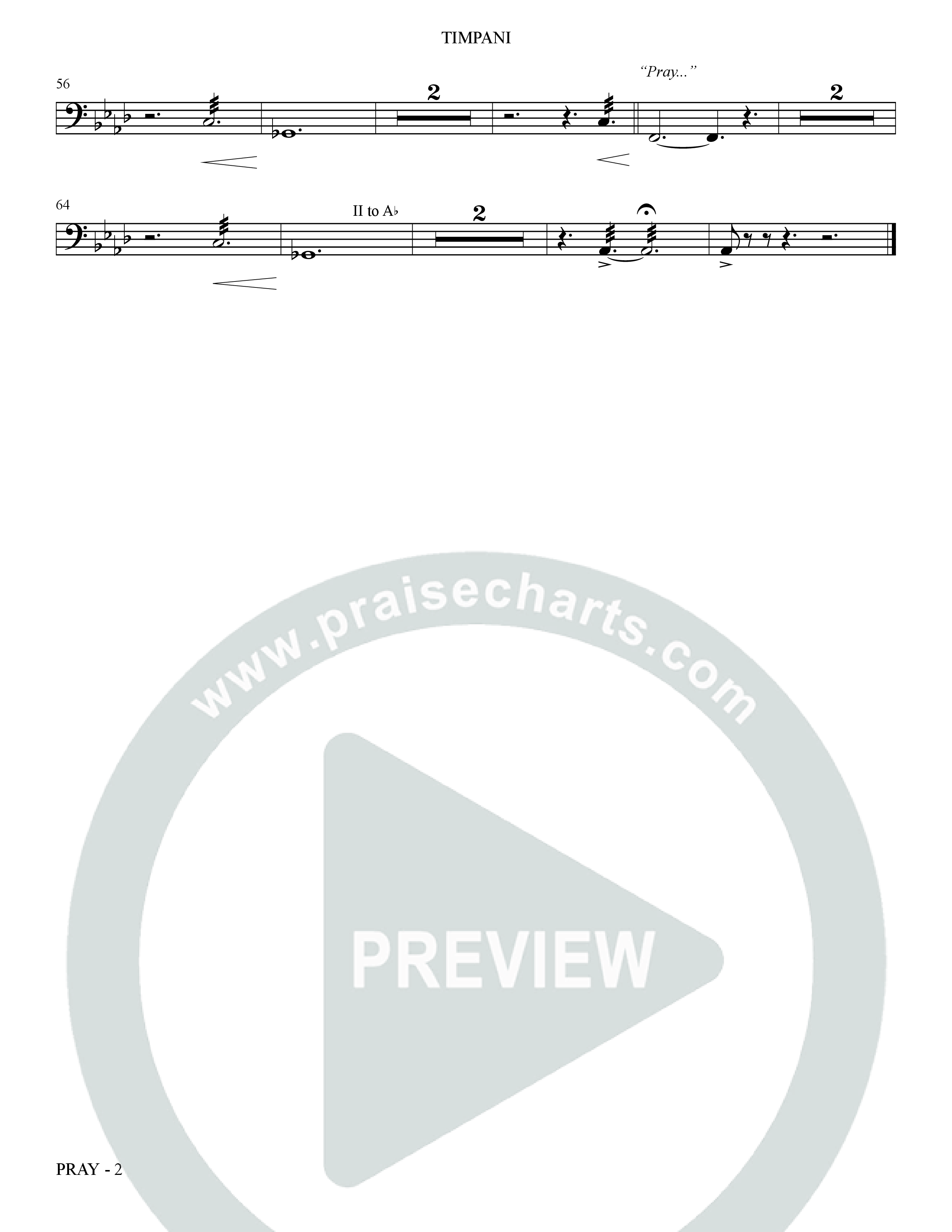 Pray (Choral Anthem SATB) Timpani (The Brooklyn Tabernacle Choir / Arr. Carol Cymbala / Orch. Bradley Knight)