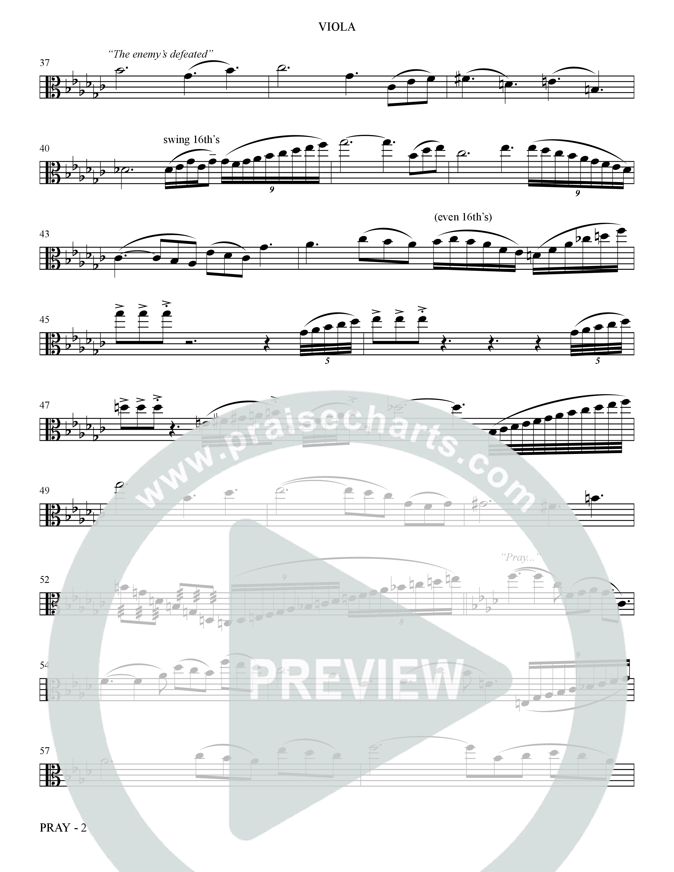 Pray (Choral Anthem SATB) Viola (The Brooklyn Tabernacle Choir / Arr. Carol Cymbala / Orch. Bradley Knight)