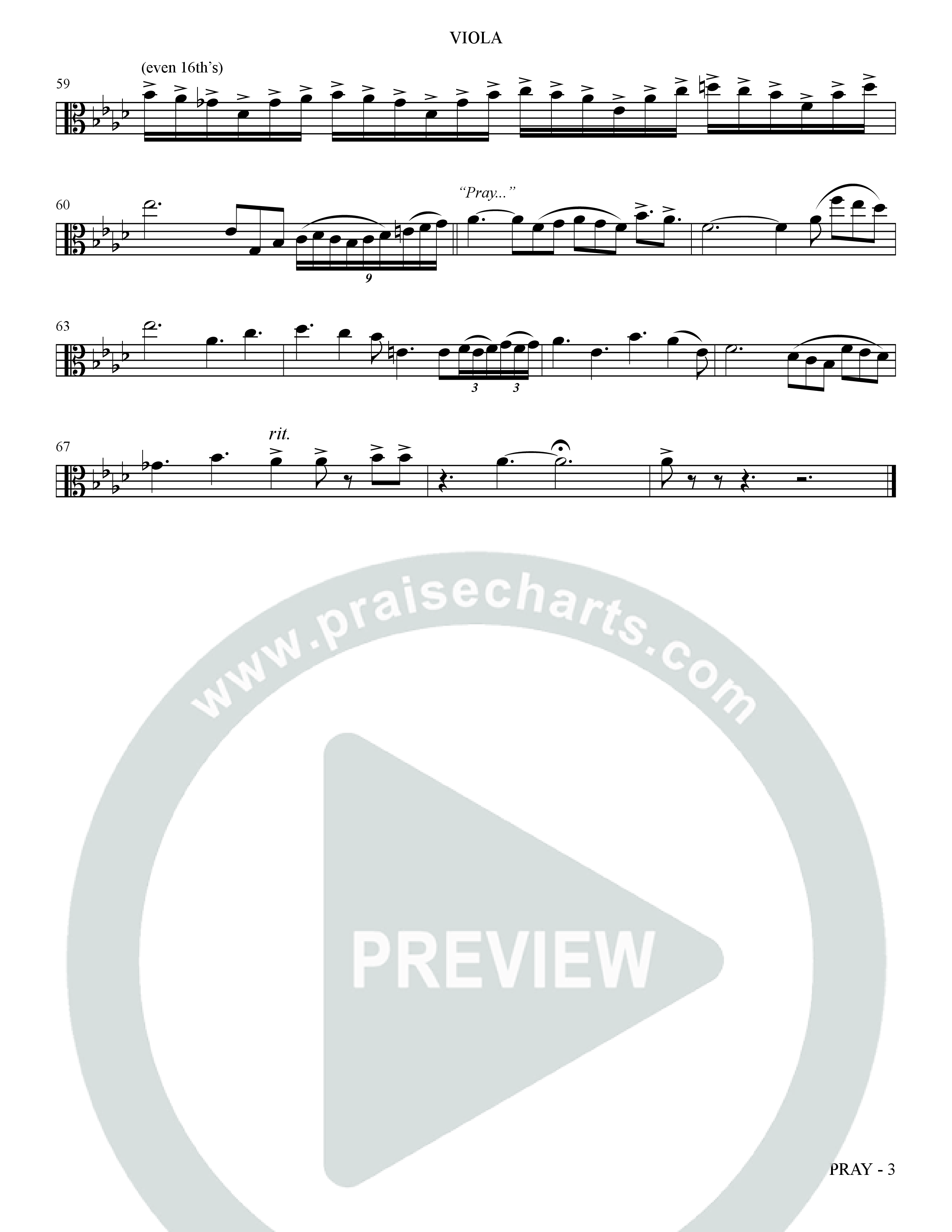 Pray (Choral Anthem SATB) Viola (The Brooklyn Tabernacle Choir / Arr. Carol Cymbala / Orch. Bradley Knight)