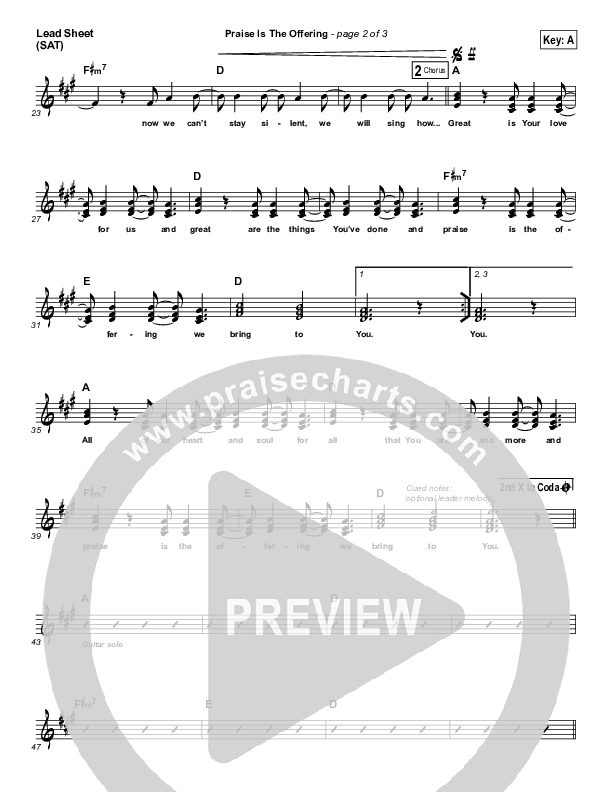 Praise Is The Offering Piano/Vocal & Lead (Gateway Worship)