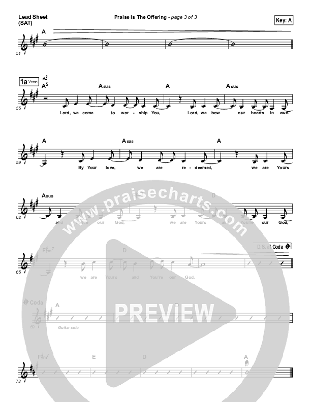 Praise Is The Offering Piano/Vocal & Lead (Gateway Worship)