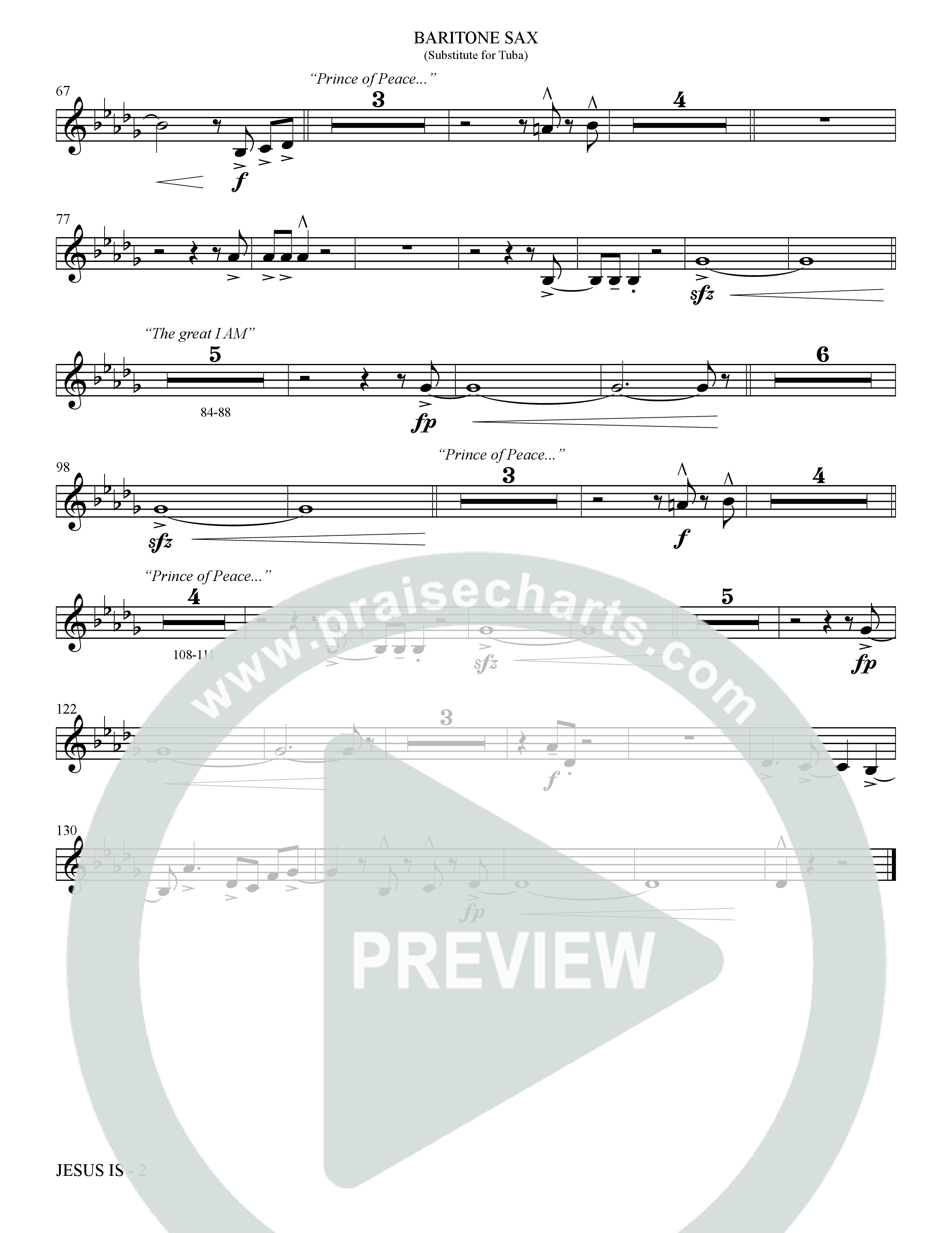 Jesus Is (Choral Anthem SATB) Bari Sax (The Brooklyn Tabernacle Choir / Arr. Carol Cymbala / Orch. J. Daniel Smith)