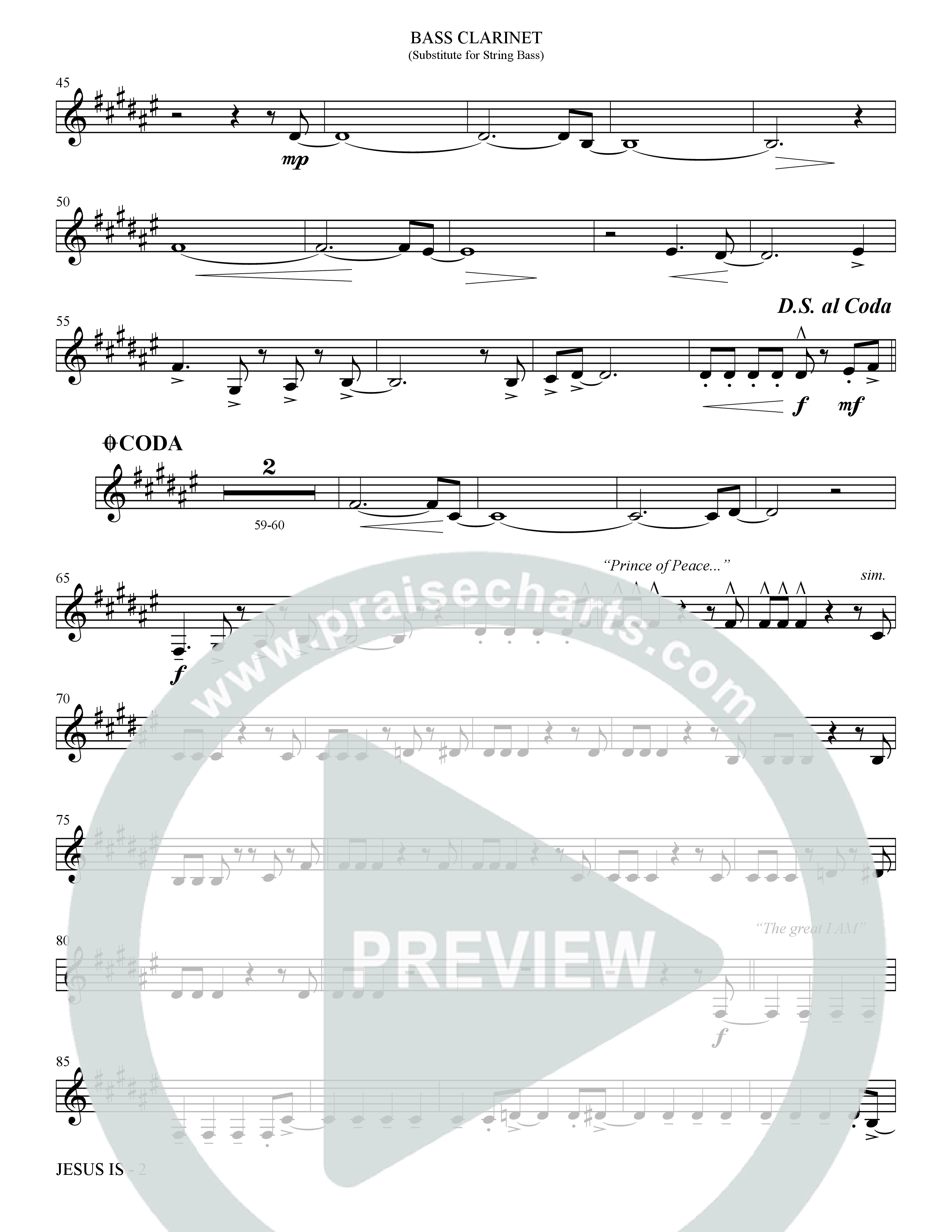 Jesus Is (Choral Anthem SATB) Bass Clarinet (The Brooklyn Tabernacle Choir / Arr. Carol Cymbala / Orch. J. Daniel Smith)