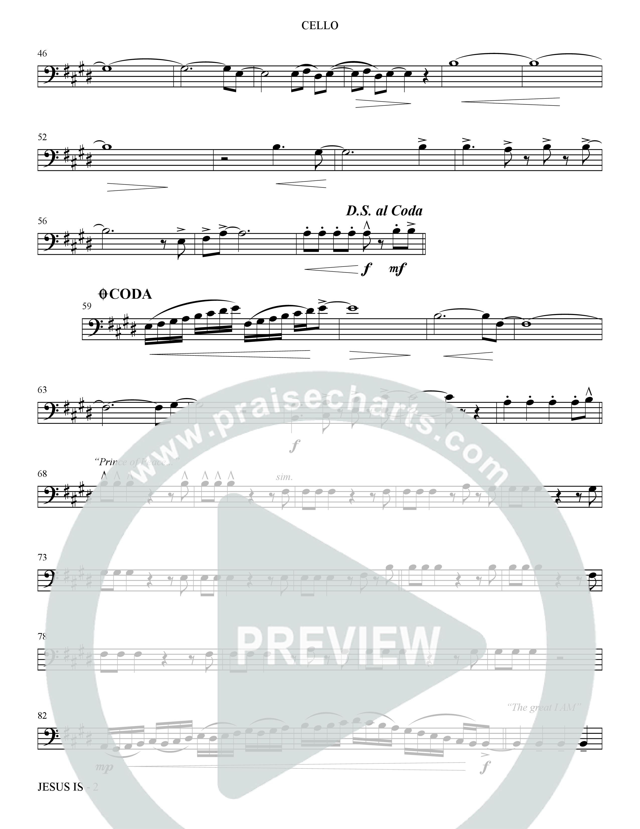 Jesus Is (Choral Anthem SATB) Cello (The Brooklyn Tabernacle Choir / Arr. Carol Cymbala / Orch. J. Daniel Smith)