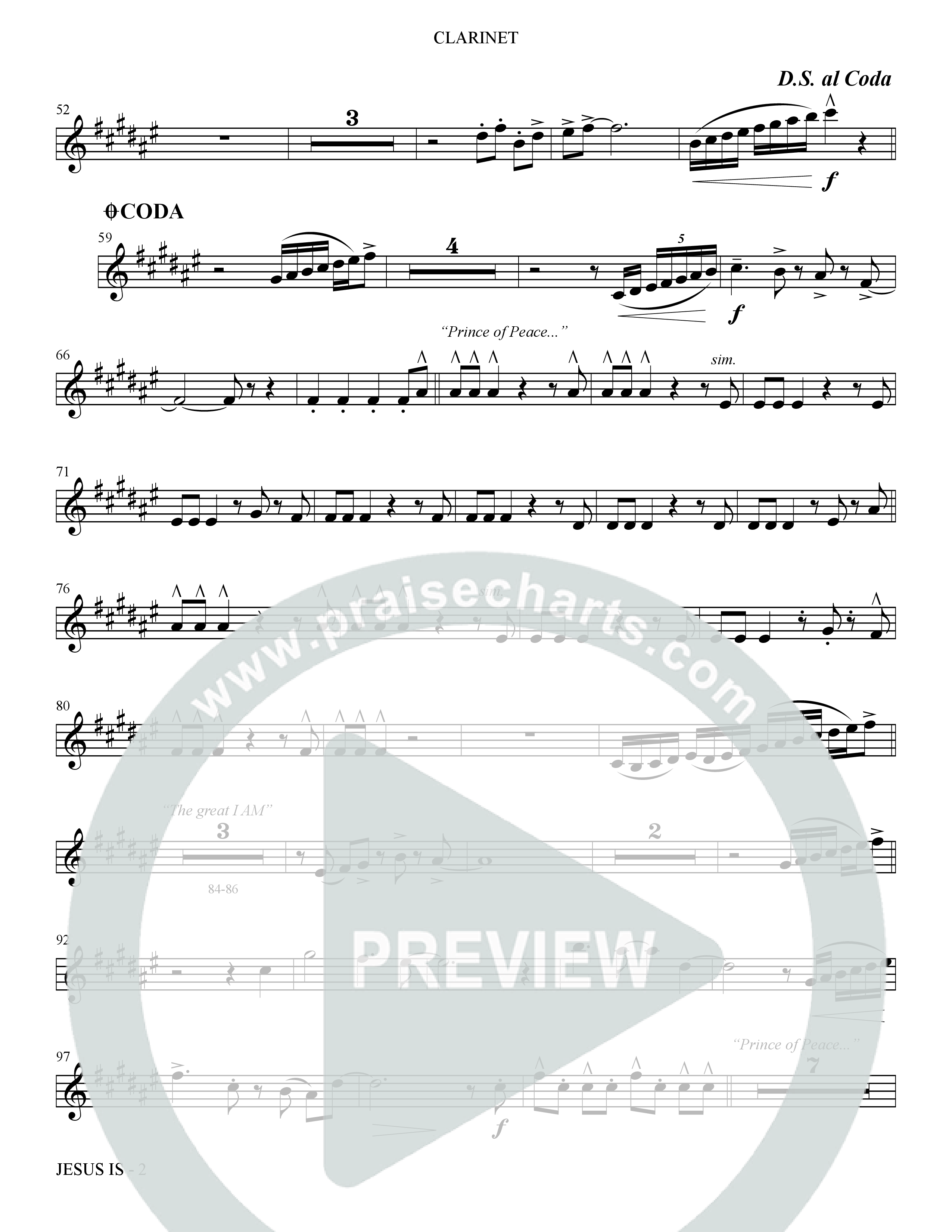 Jesus Is (Choral Anthem SATB) Clarinet (The Brooklyn Tabernacle Choir / Arr. Carol Cymbala / Orch. J. Daniel Smith)