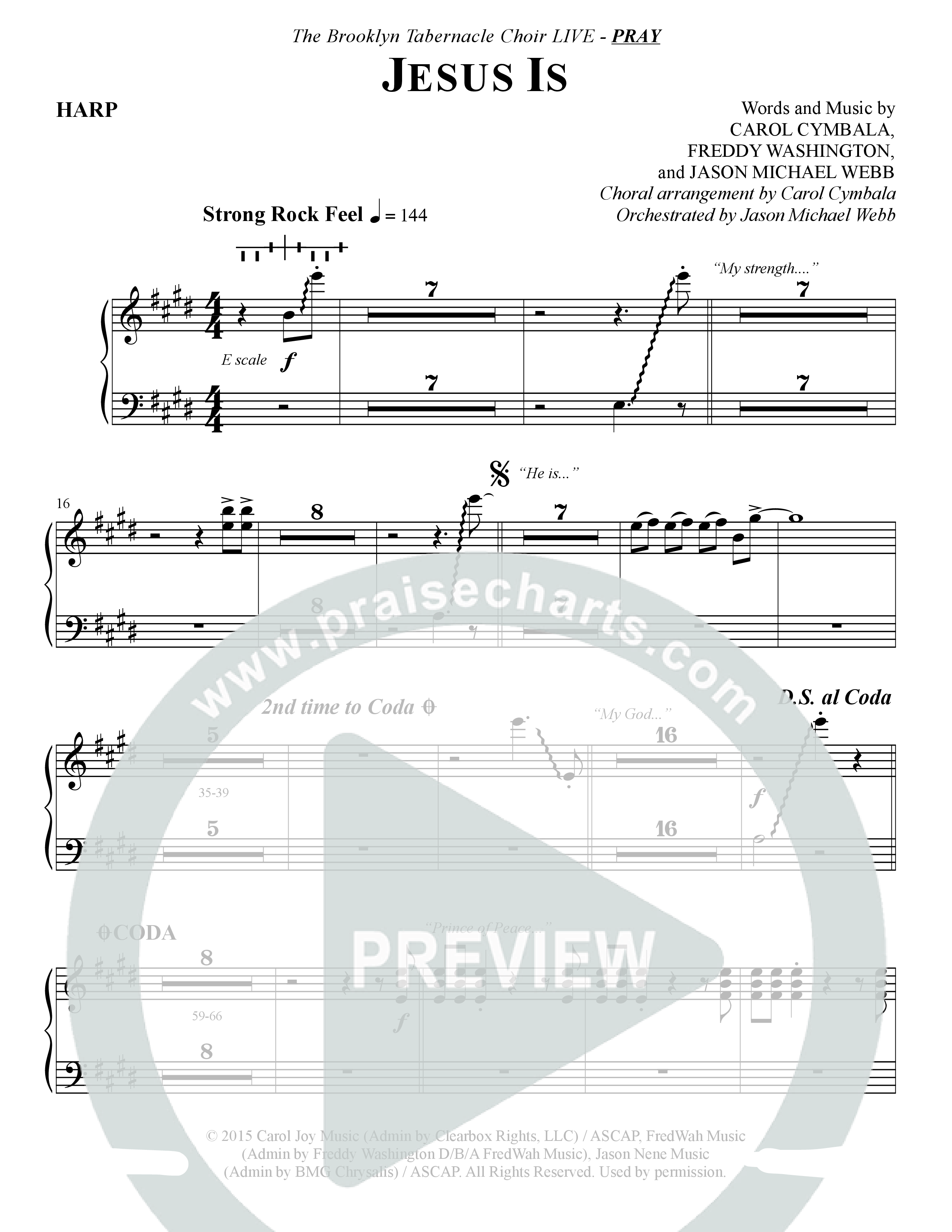 Jesus Is (Choral Anthem SATB) Harp (The Brooklyn Tabernacle Choir / Arr. Carol Cymbala / Orch. J. Daniel Smith)