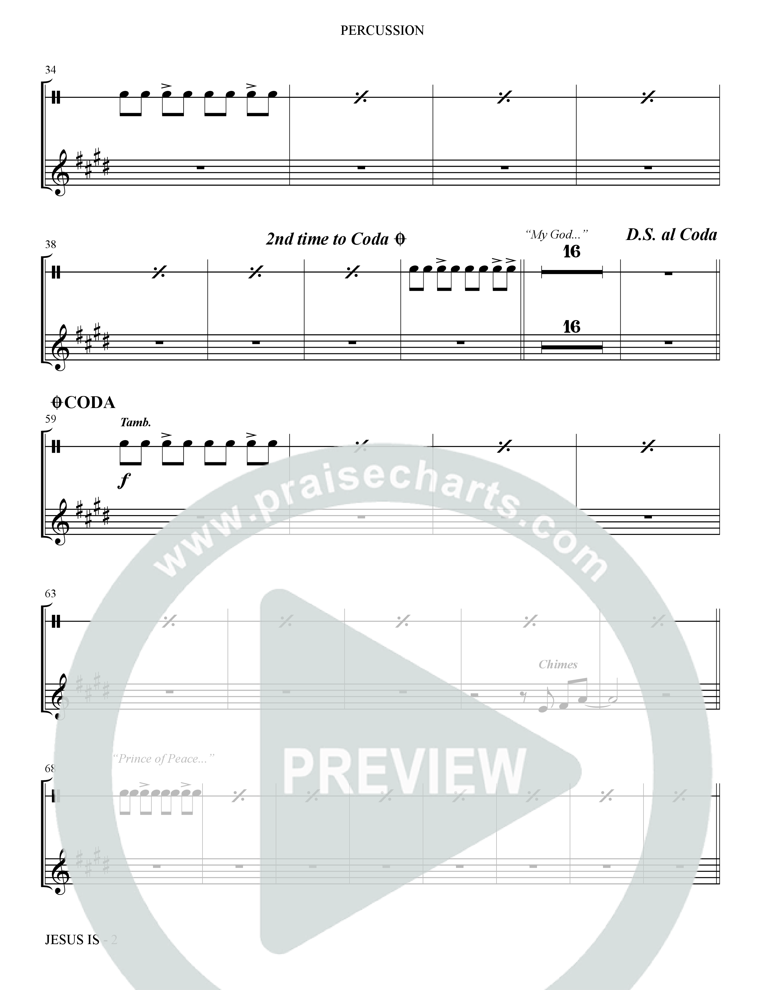 Jesus Is (Choral Anthem SATB) Percussion (The Brooklyn Tabernacle Choir / Arr. Carol Cymbala / Orch. J. Daniel Smith)