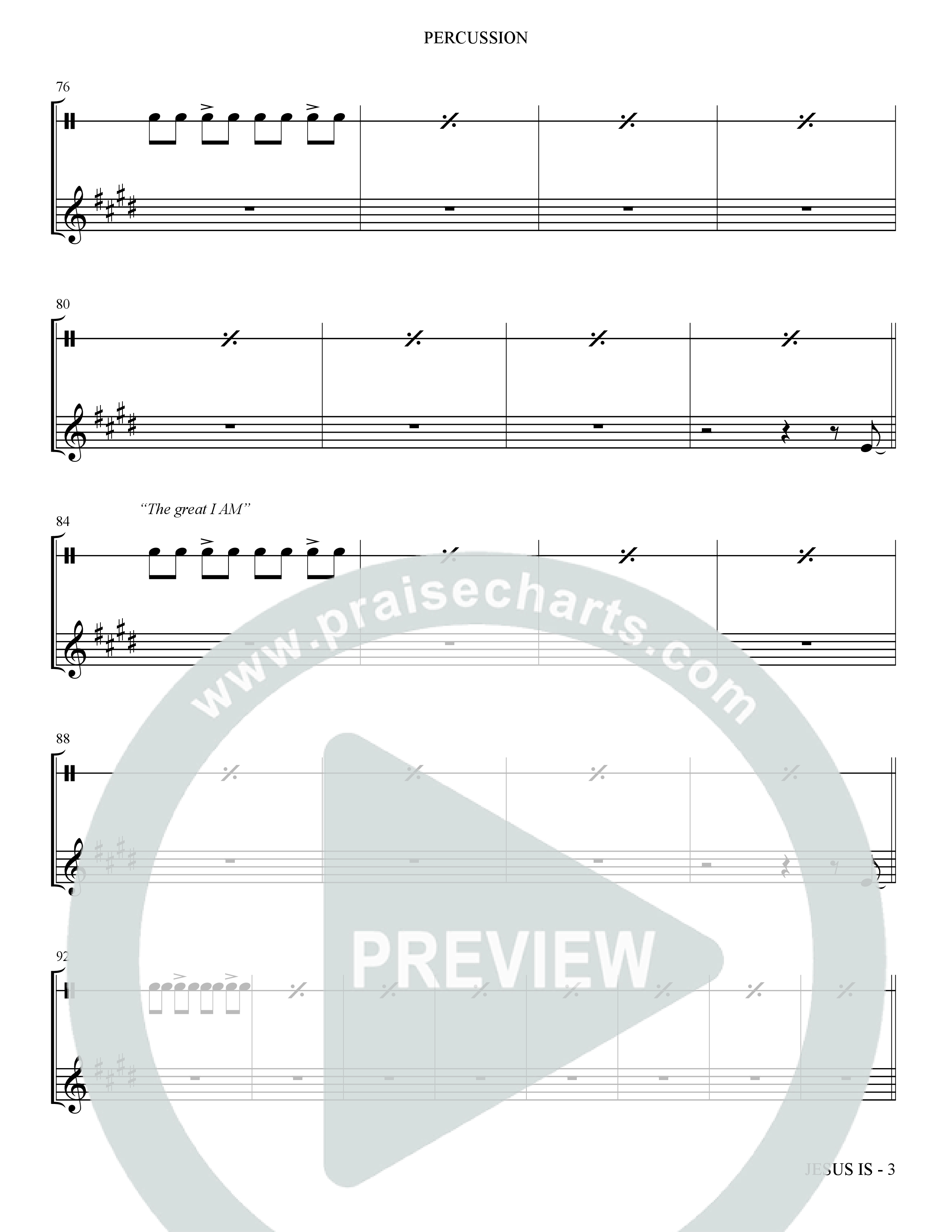 Jesus Is (Choral Anthem SATB) Percussion (The Brooklyn Tabernacle Choir / Arr. Carol Cymbala / Orch. J. Daniel Smith)