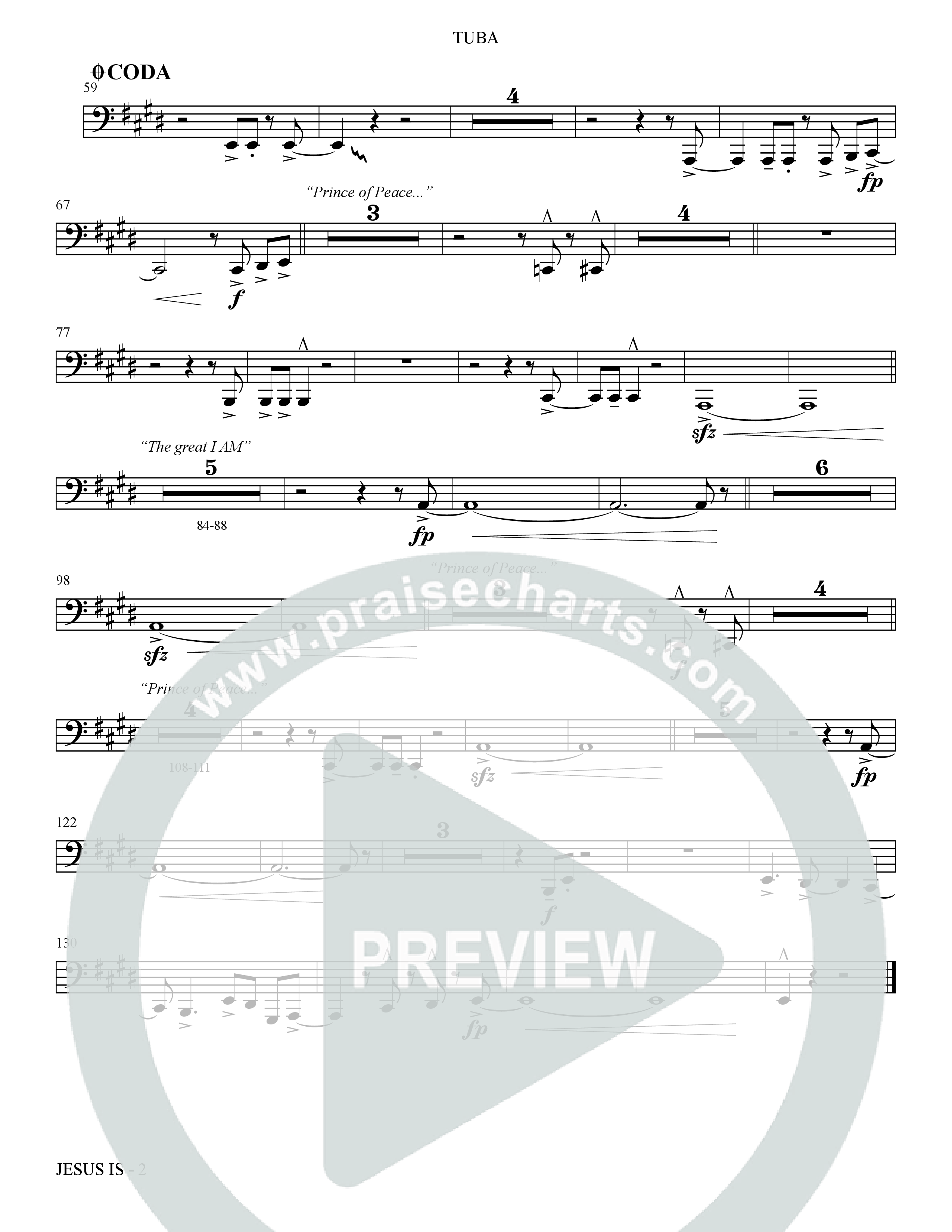 Jesus Is (Choral Anthem SATB) Tuba (The Brooklyn Tabernacle Choir / Arr. Carol Cymbala / Orch. J. Daniel Smith)