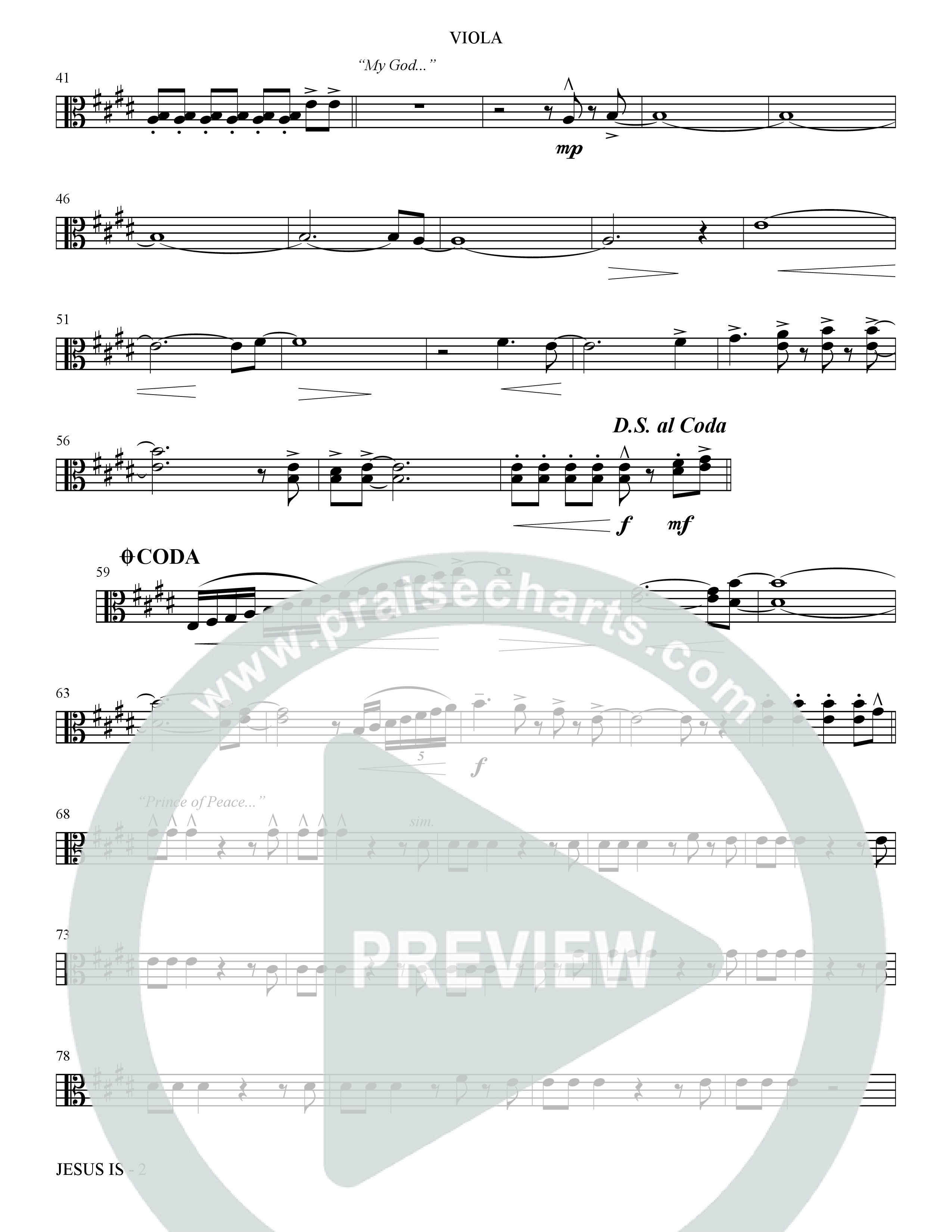 Jesus Is (Choral Anthem SATB) Viola (The Brooklyn Tabernacle Choir / Arr. Carol Cymbala / Orch. J. Daniel Smith)