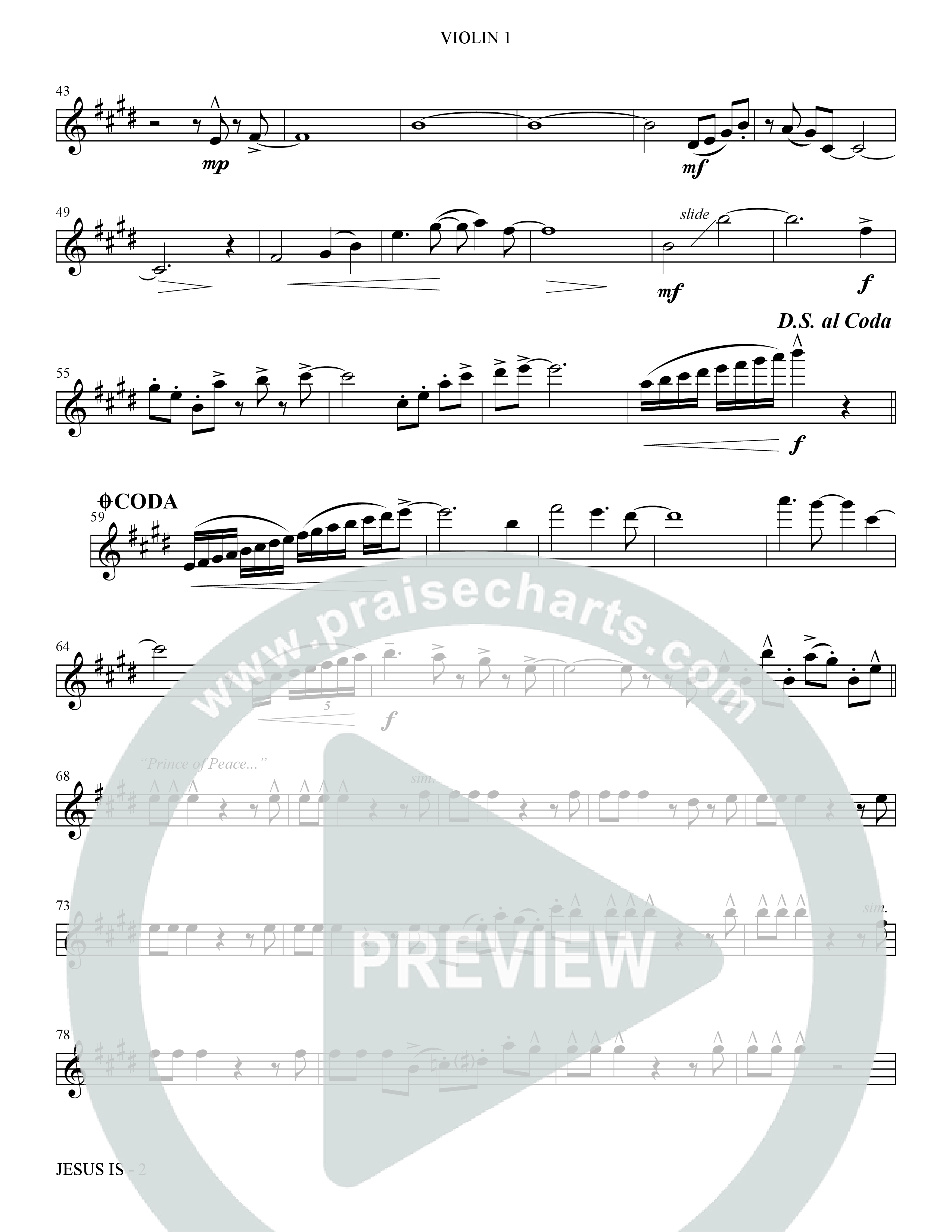 Jesus Is (Choral Anthem SATB) Violin 1 (The Brooklyn Tabernacle Choir / Arr. Carol Cymbala / Orch. J. Daniel Smith)