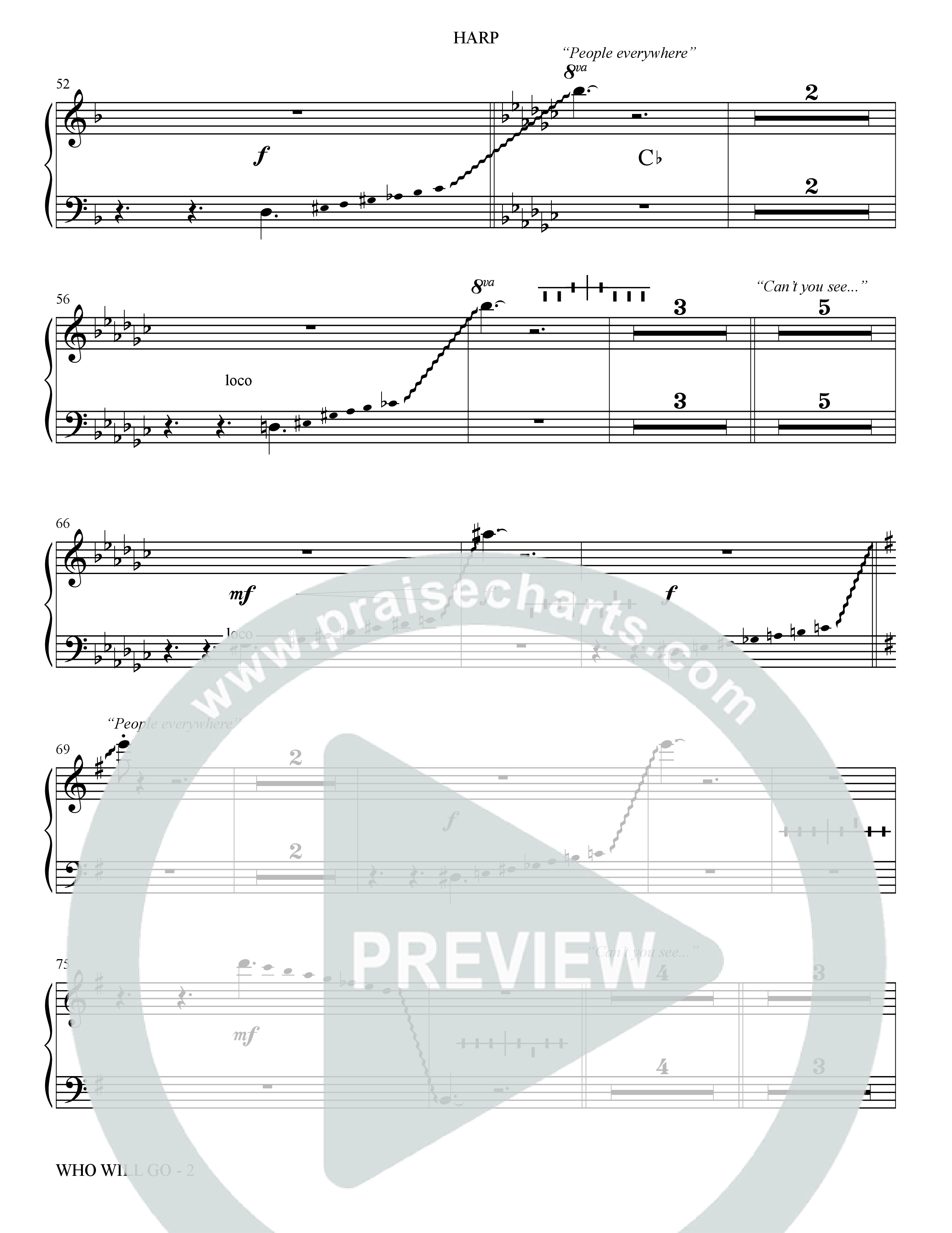 Who Will Go (Choral Anthem SATB) Harp (The Brooklyn Tabernacle Choir / Arr. Carol Cymbala / Orch. Bradley Knight / Orch. Oliver Wells)