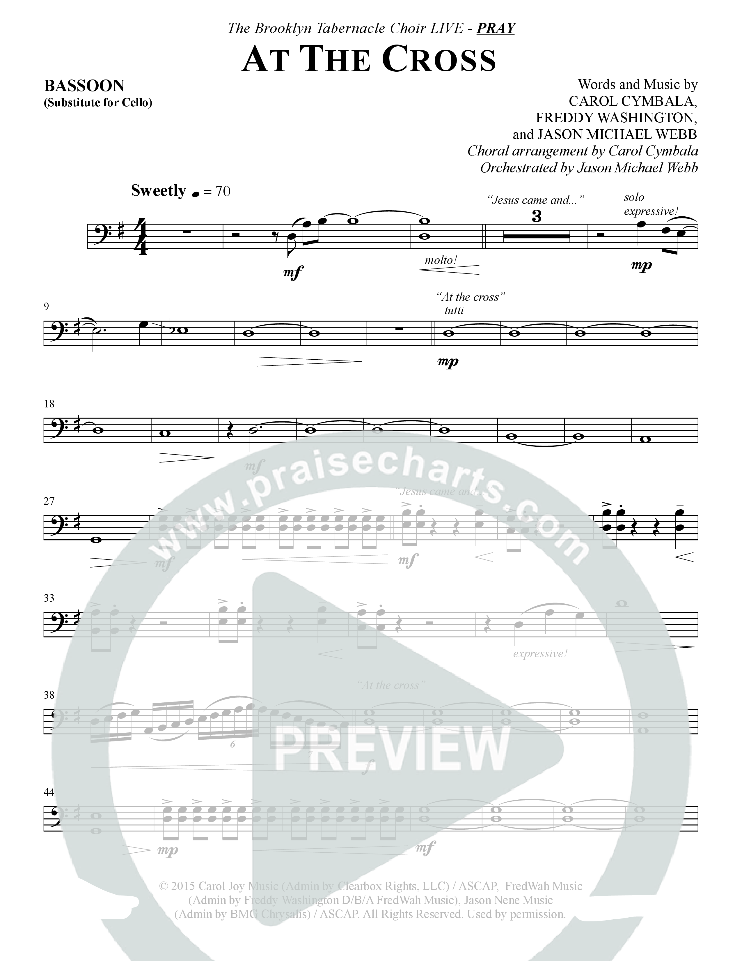 At The Cross (Choral Anthem SATB) Bassoon (The Brooklyn Tabernacle Choir / Arr. Carol Cymbala)