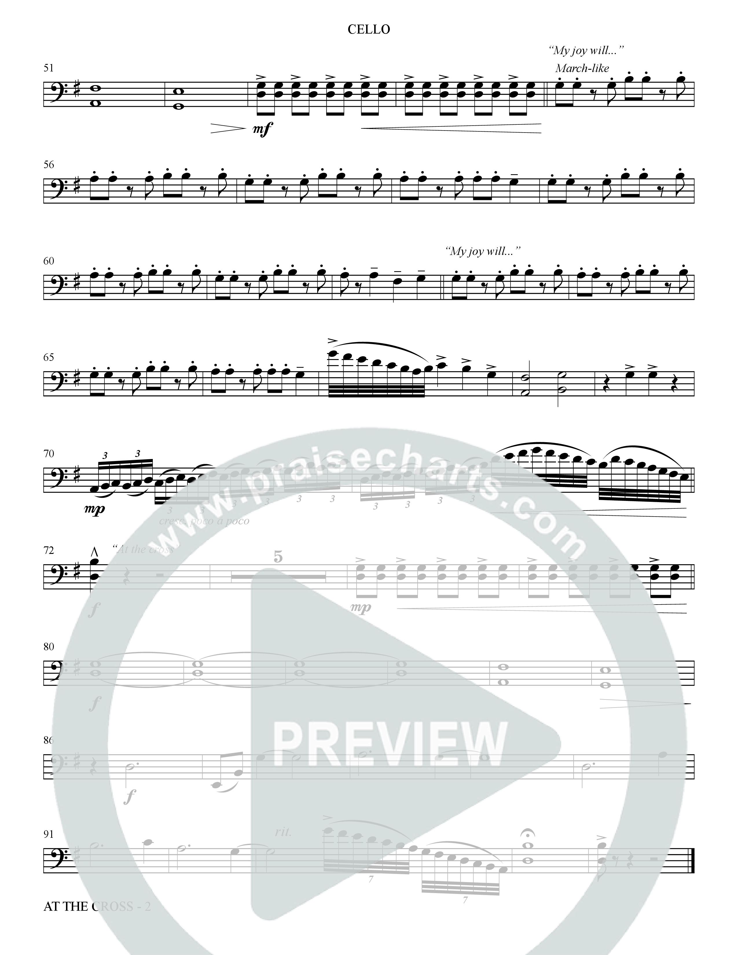 At The Cross (Choral Anthem SATB) Cello (The Brooklyn Tabernacle Choir / Arr. Carol Cymbala)