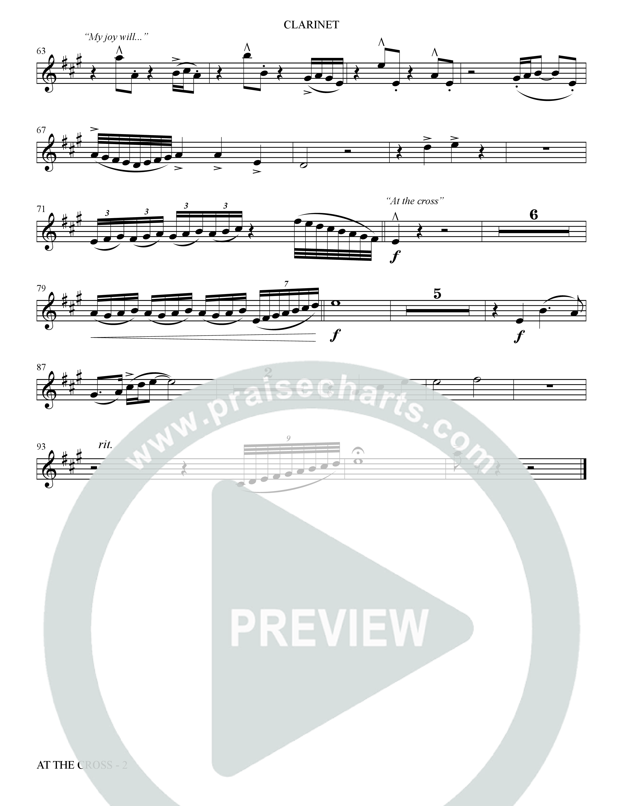 At The Cross (Choral Anthem SATB) Clarinet 1/2 (The Brooklyn Tabernacle Choir / Arr. Carol Cymbala)