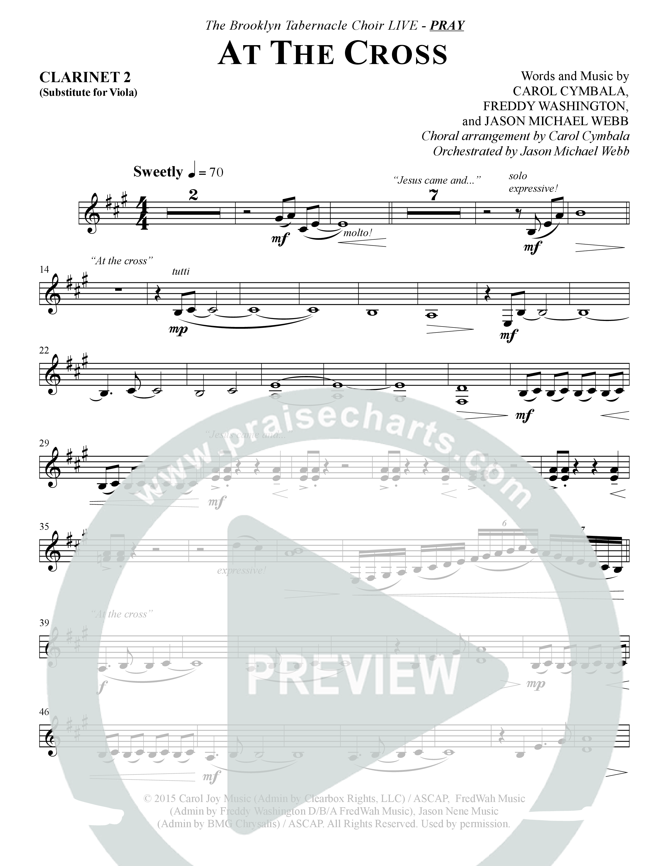 At The Cross (Choral Anthem SATB) Clarinet 1/2 (The Brooklyn Tabernacle Choir / Arr. Carol Cymbala)