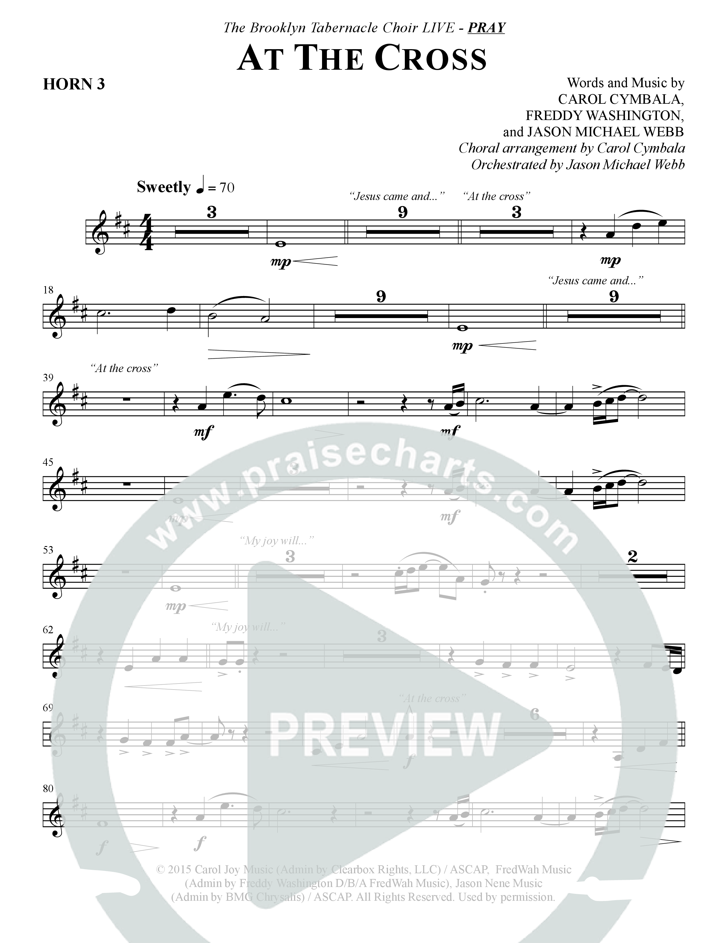 At The Cross (Choral Anthem SATB) French Horn 3 (The Brooklyn Tabernacle Choir / Arr. Carol Cymbala)