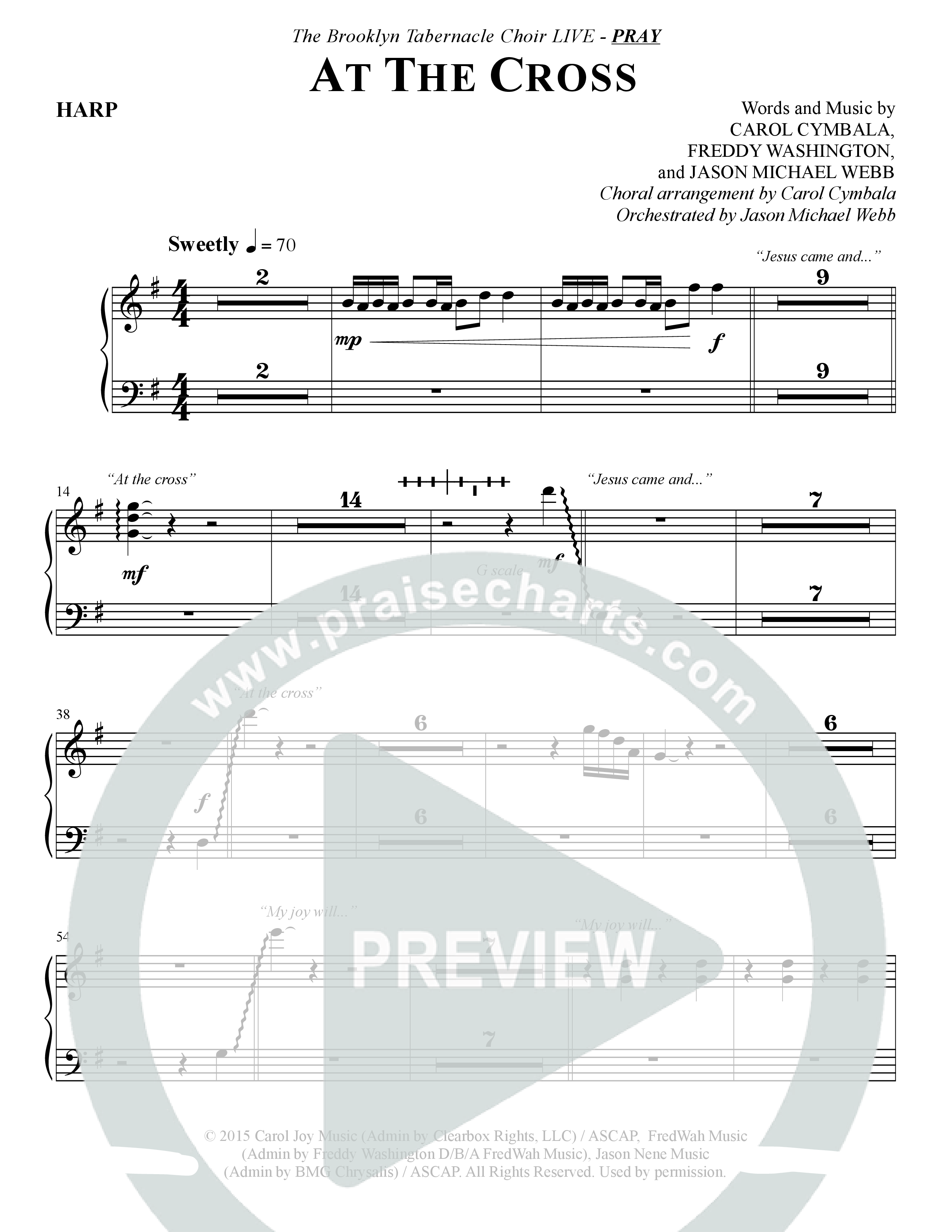 At The Cross (Choral Anthem SATB) Harp (The Brooklyn Tabernacle Choir / Arr. Carol Cymbala)