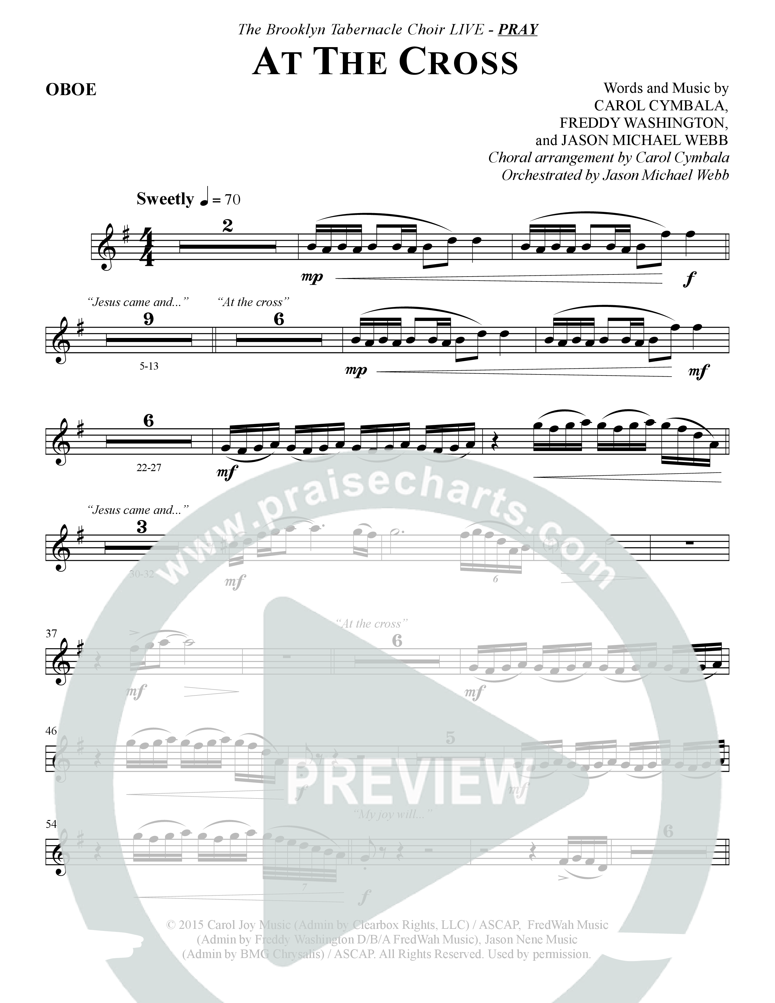 At The Cross (Choral Anthem SATB) Oboe (The Brooklyn Tabernacle Choir / Arr. Carol Cymbala)
