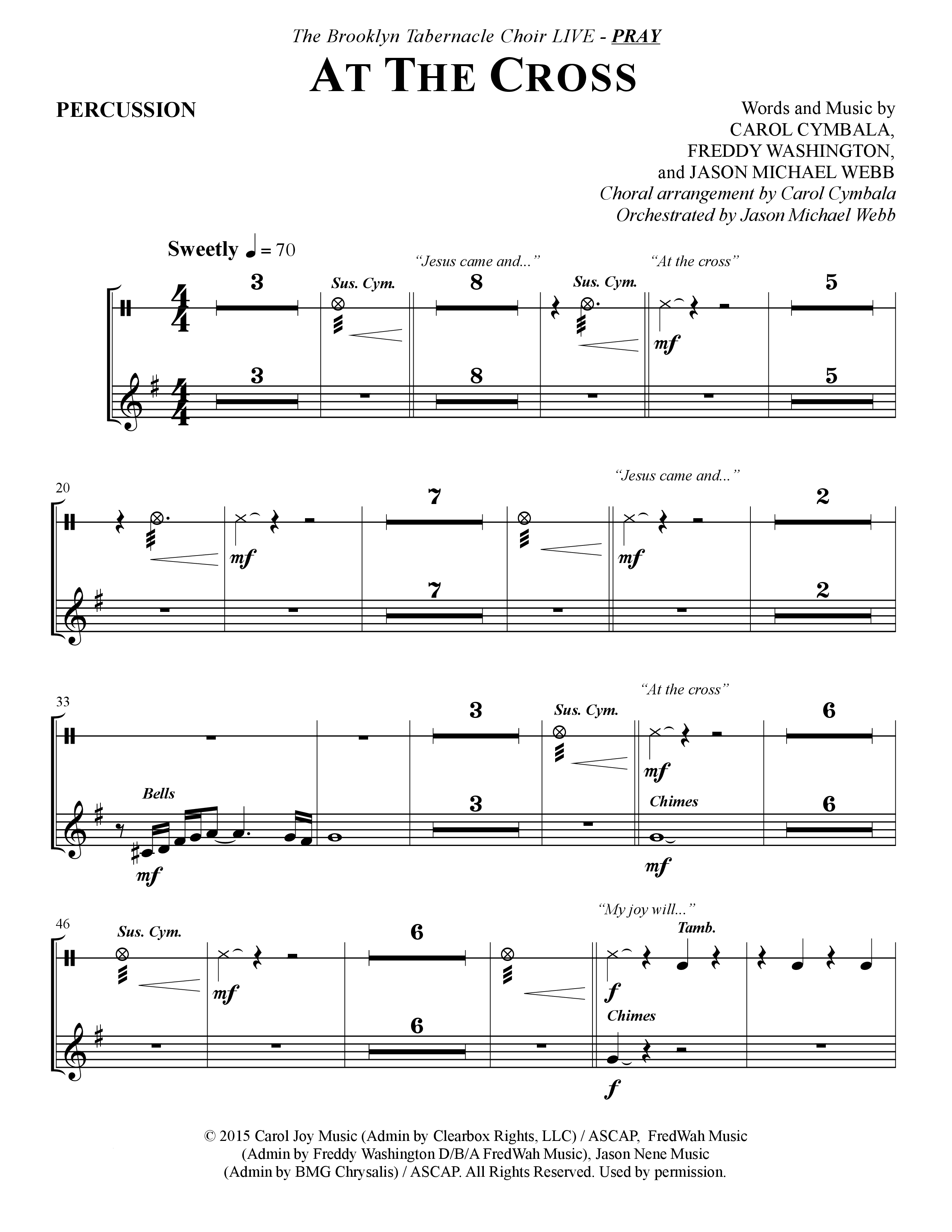 At The Cross (Choral Anthem SATB) Percussion (The Brooklyn Tabernacle Choir / Arr. Carol Cymbala)