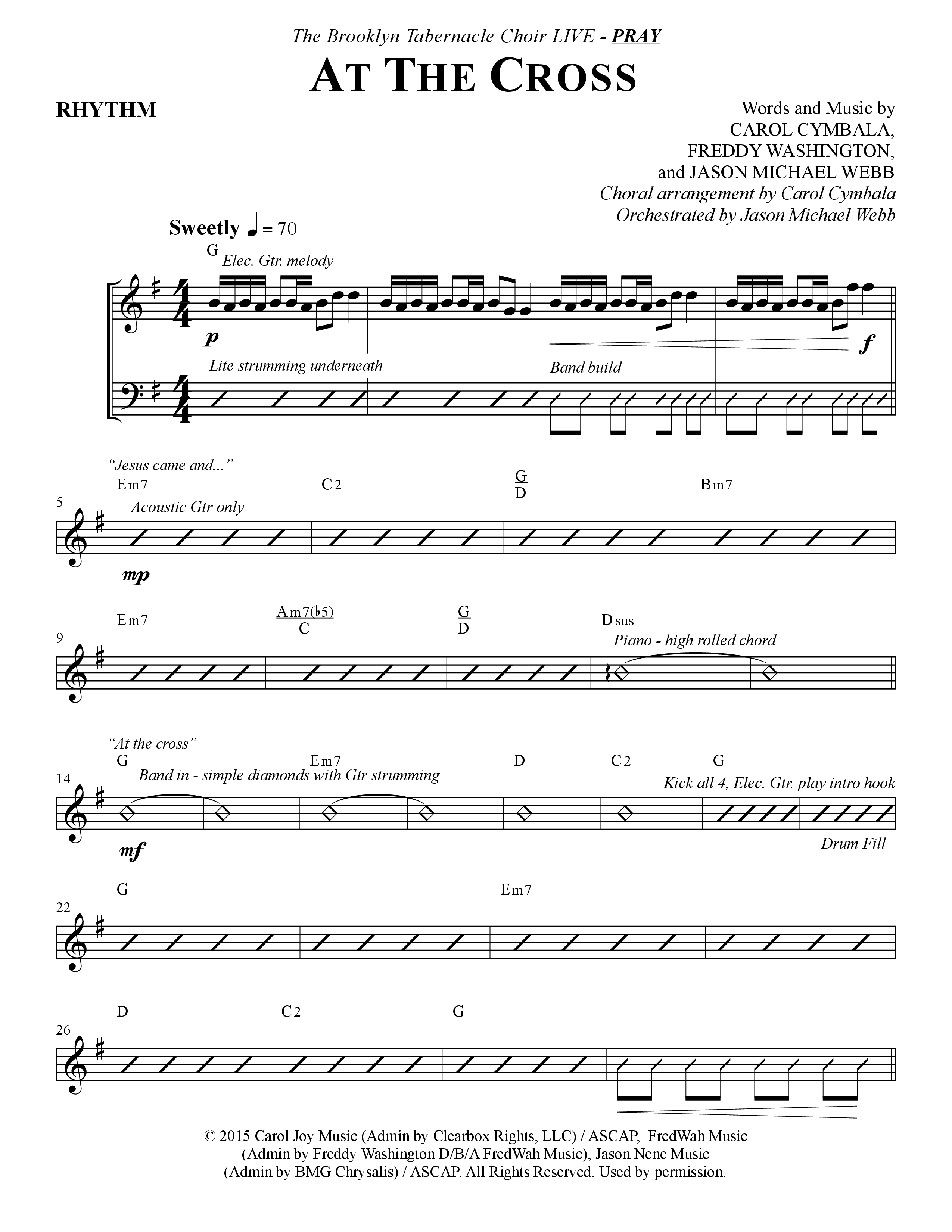 At The Cross (Choral Anthem SATB) Rhythm Chart (The Brooklyn Tabernacle Choir / Arr. Carol Cymbala)