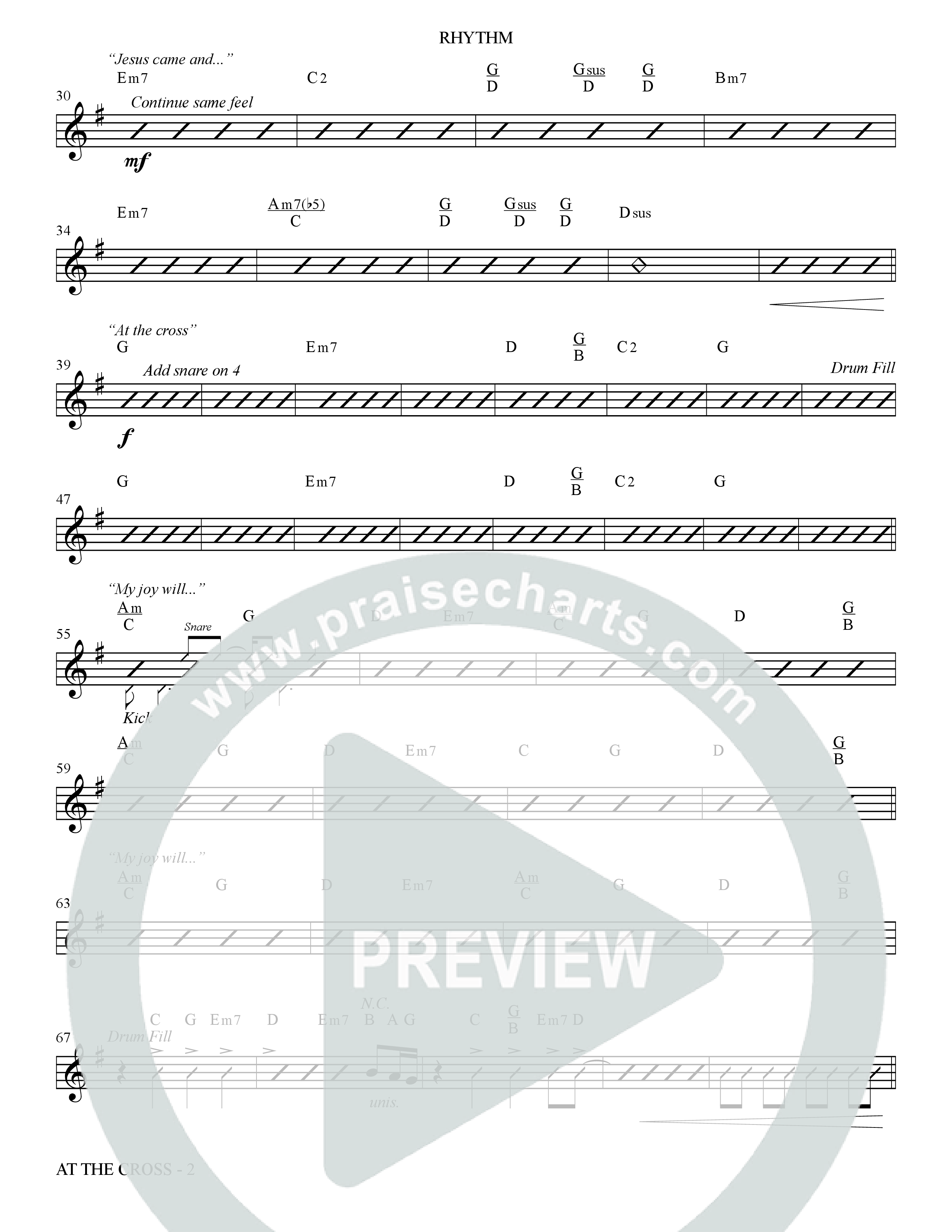 At The Cross (Choral Anthem SATB) Rhythm Chart (The Brooklyn Tabernacle Choir / Arr. Carol Cymbala)