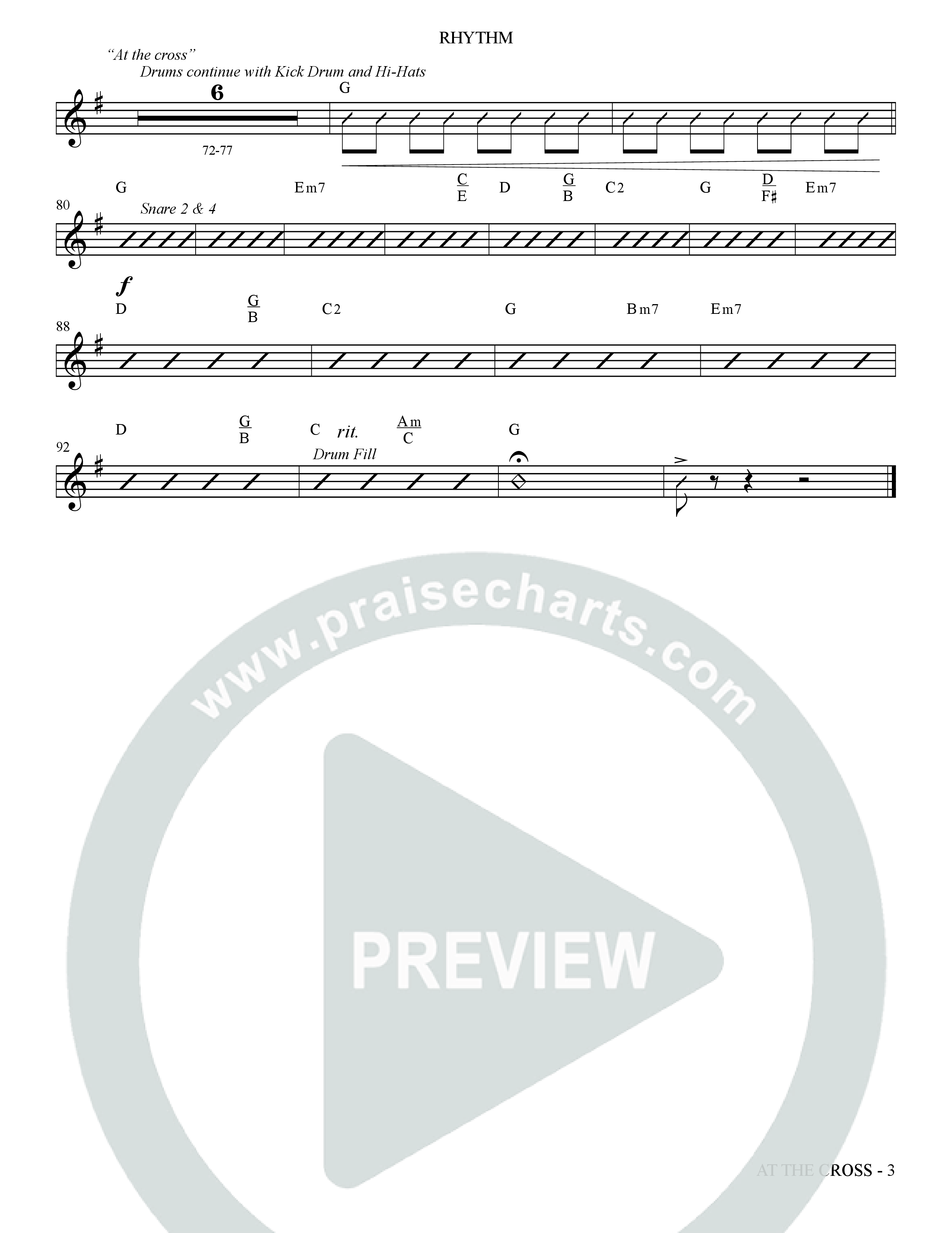 At The Cross (Choral Anthem SATB) Rhythm Chart (The Brooklyn Tabernacle Choir / Arr. Carol Cymbala)