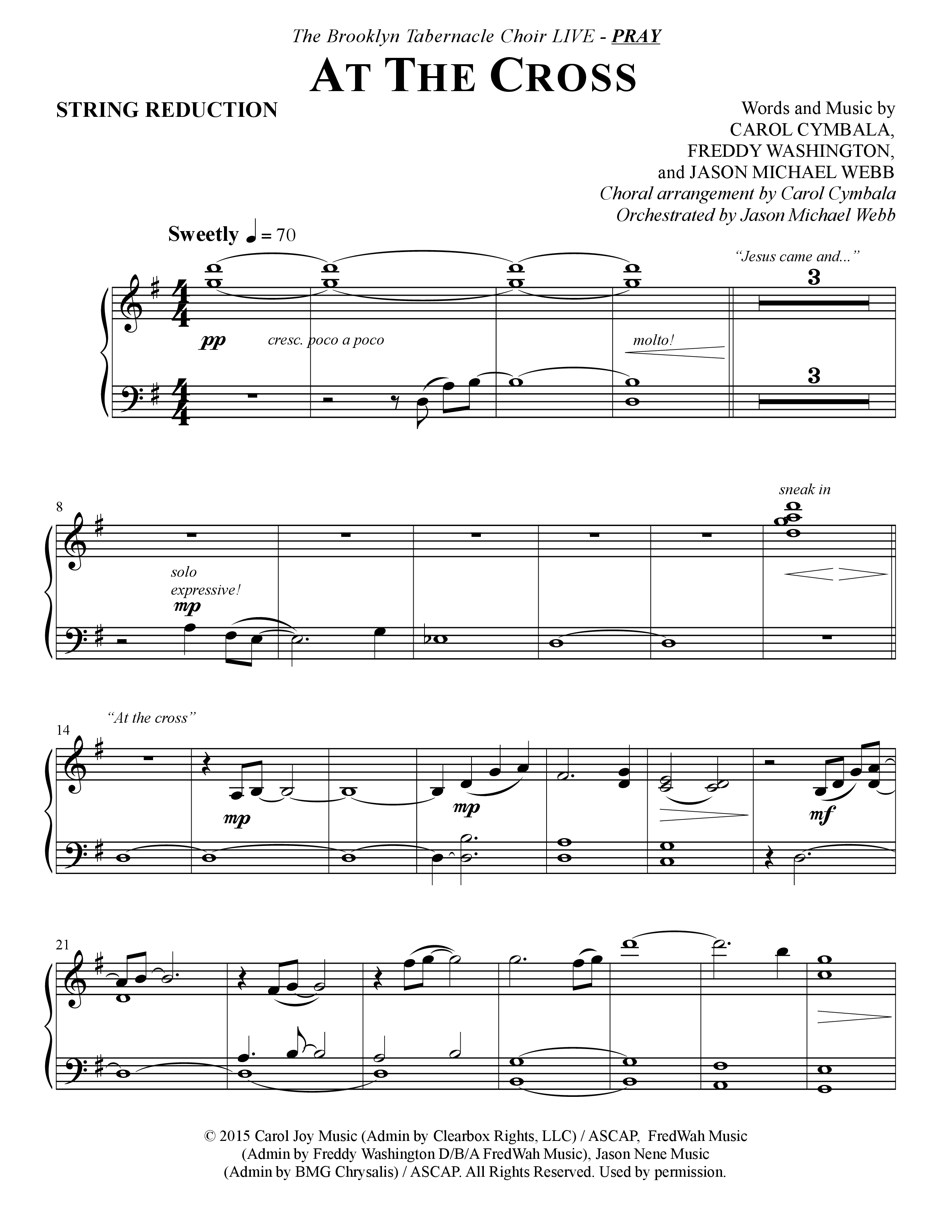 At The Cross (Choral Anthem SATB) String Reduction (The Brooklyn Tabernacle Choir / Arr. Carol Cymbala)