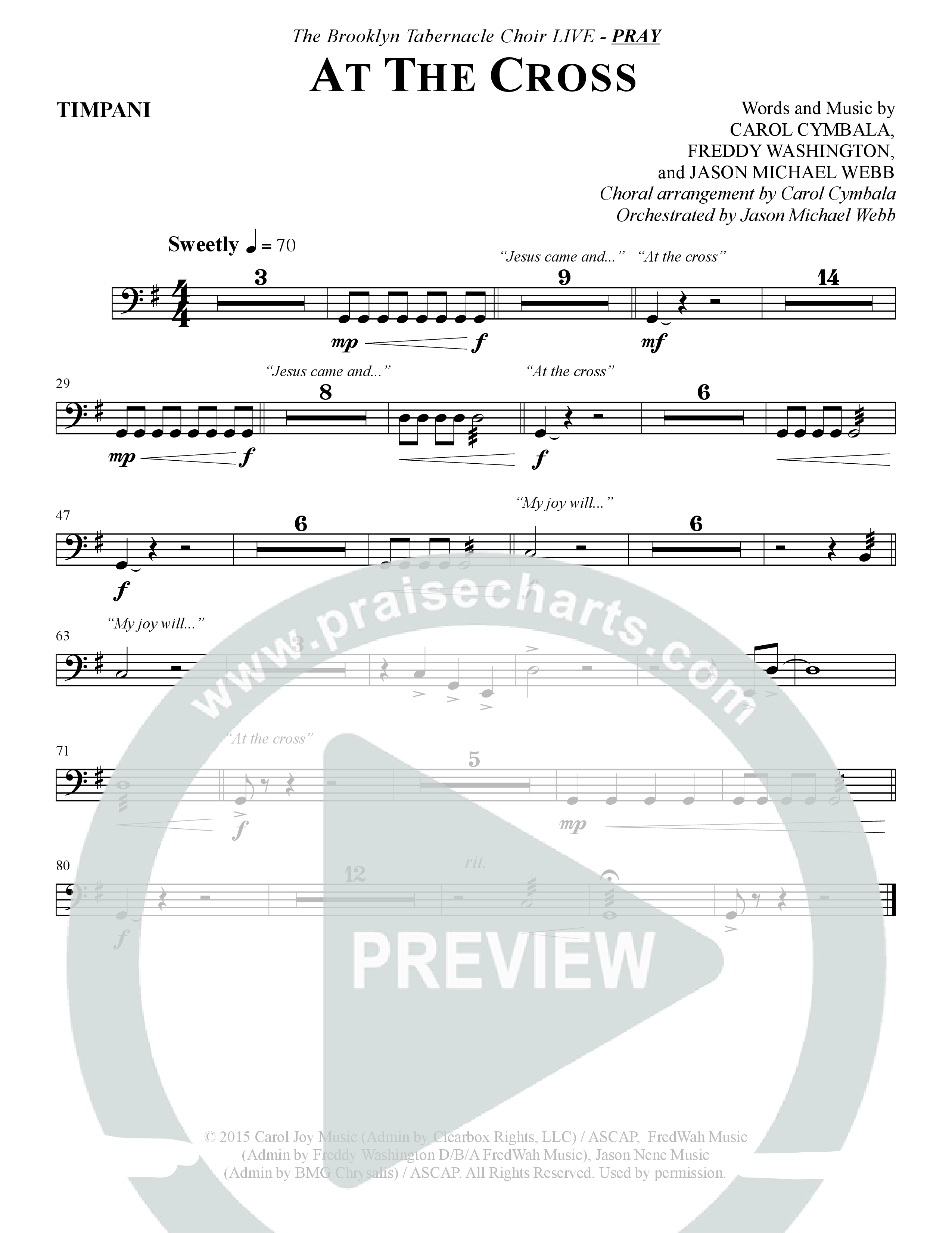 At The Cross (Choral Anthem SATB) Timpani (The Brooklyn Tabernacle Choir / Arr. Carol Cymbala)