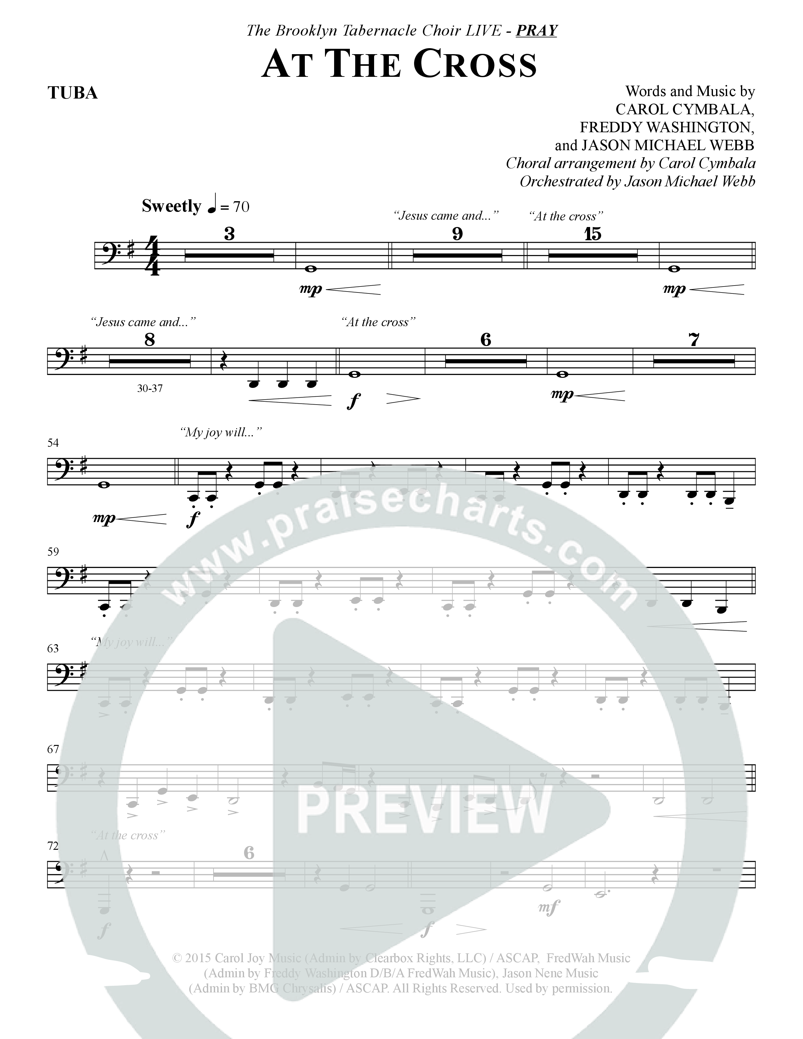 At The Cross (Choral Anthem SATB) Tuba (The Brooklyn Tabernacle Choir / Arr. Carol Cymbala)