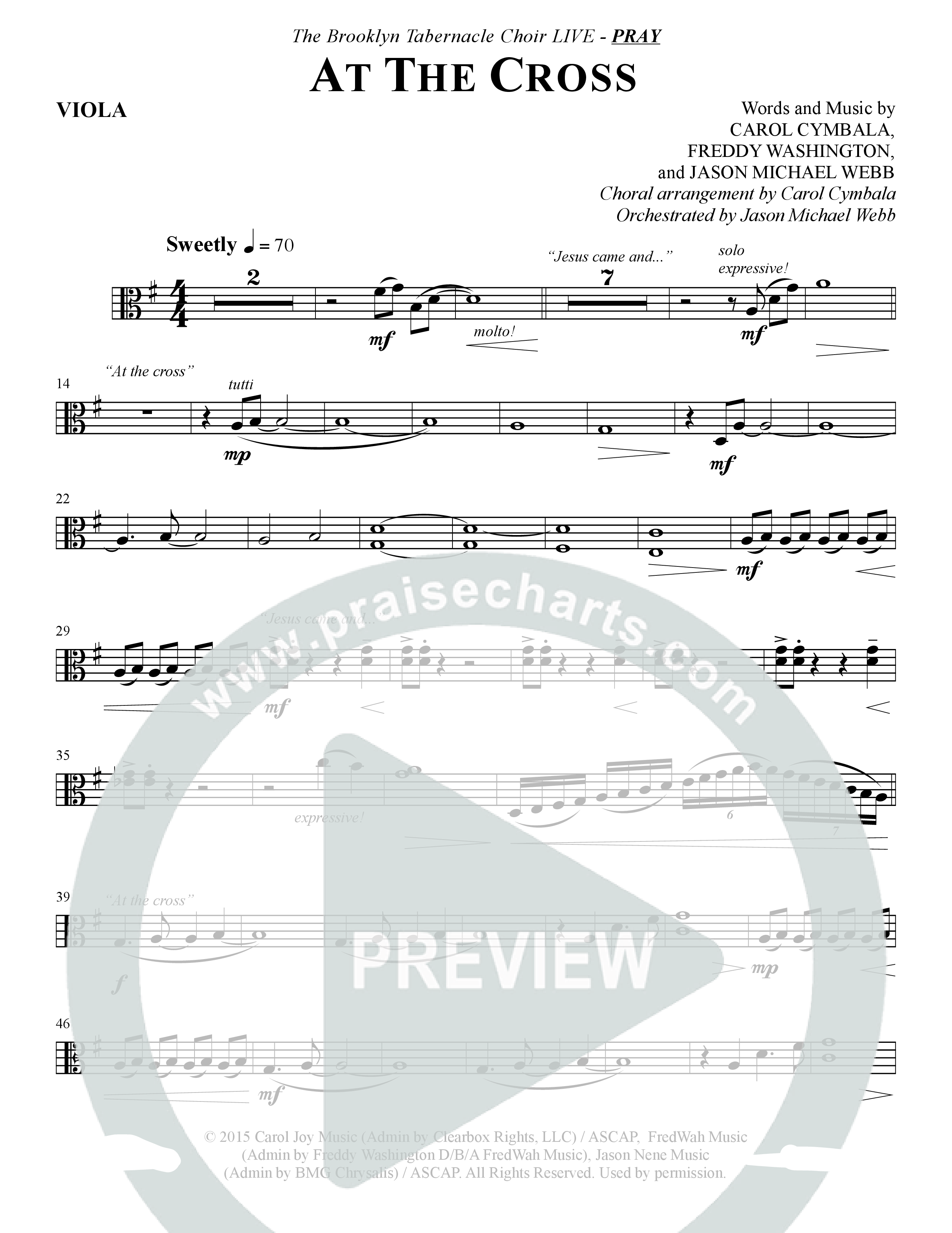 At The Cross (Choral Anthem SATB) Viola (The Brooklyn Tabernacle Choir / Arr. Carol Cymbala)