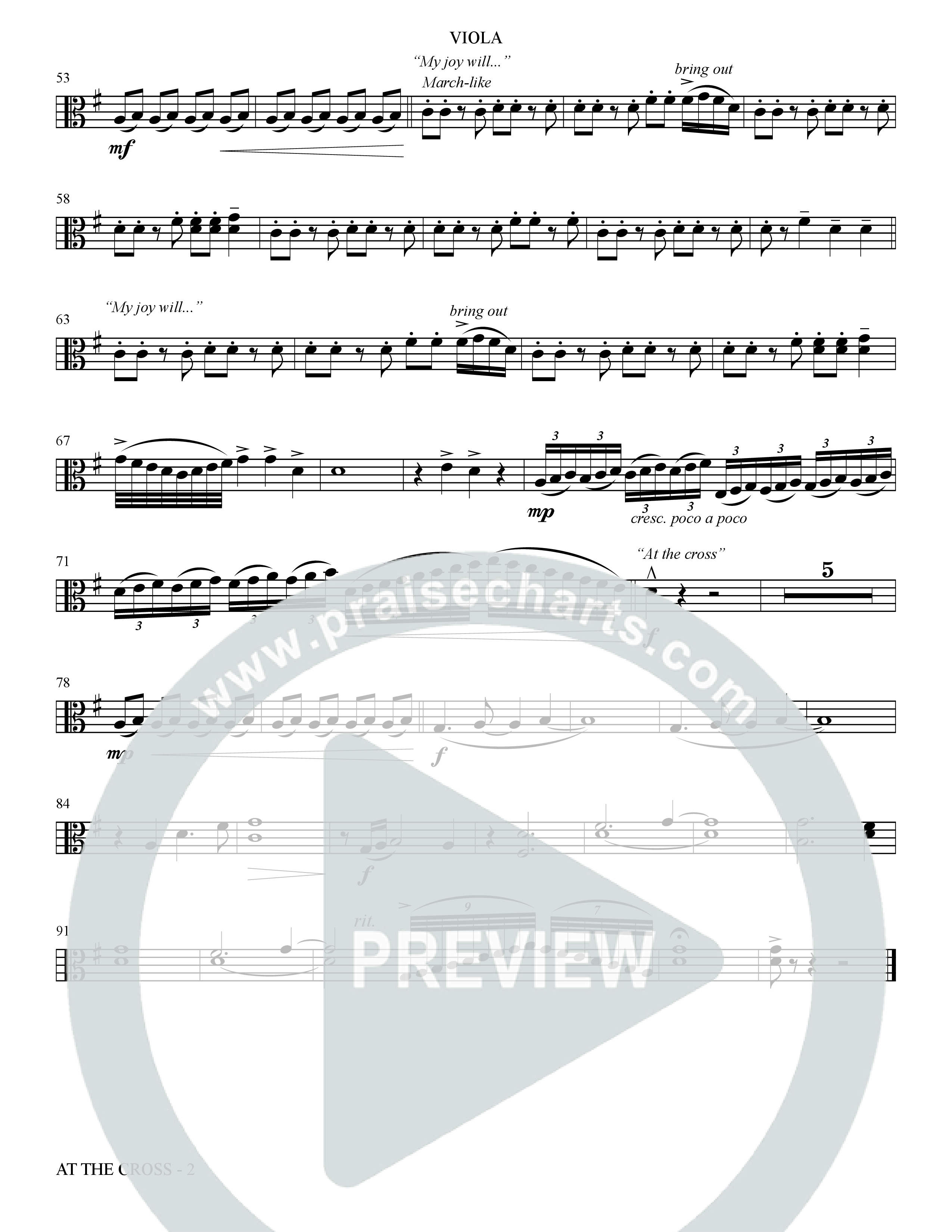 At The Cross (Choral Anthem SATB) Viola (The Brooklyn Tabernacle Choir / Arr. Carol Cymbala)