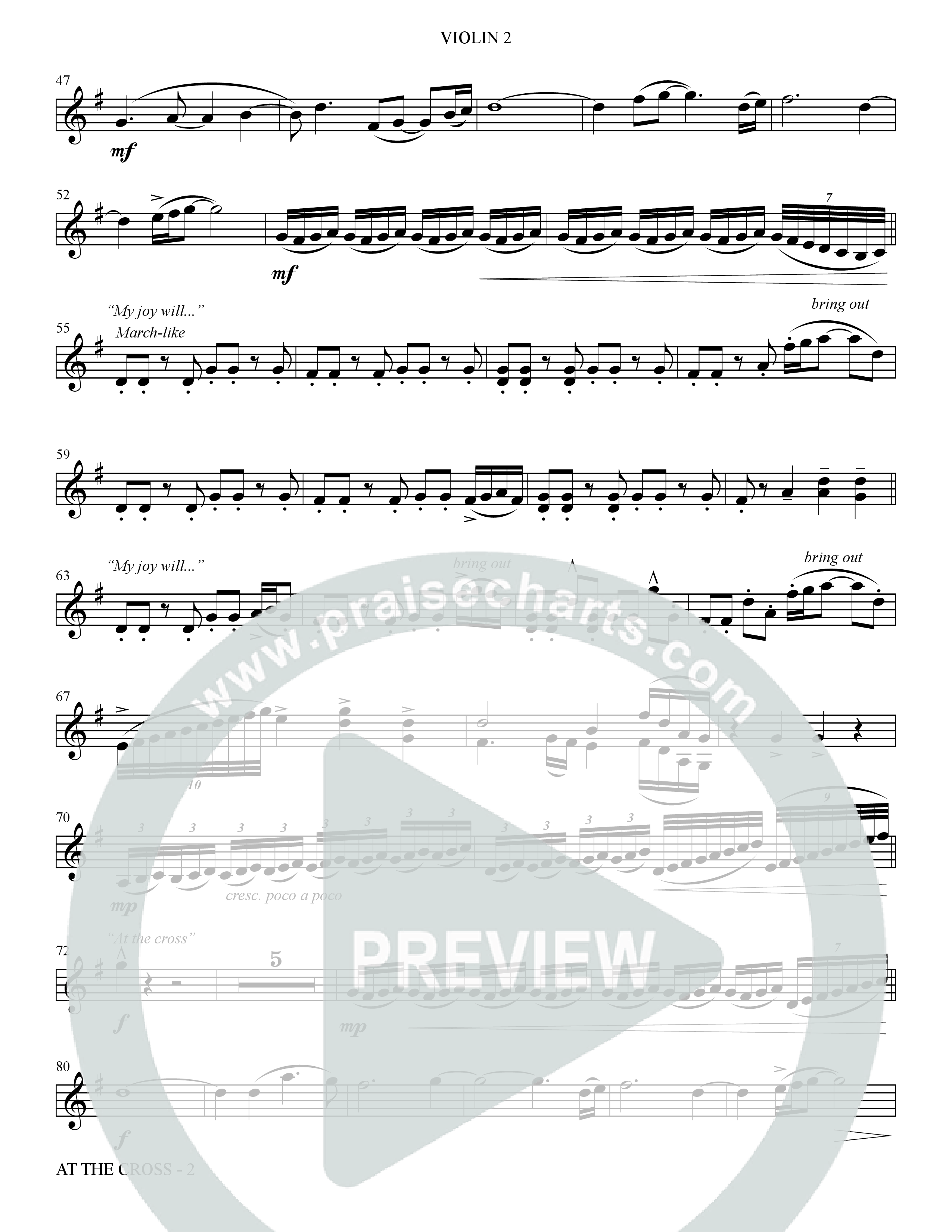 At The Cross (Choral Anthem SATB) Violin 2 (The Brooklyn Tabernacle Choir / Arr. Carol Cymbala)