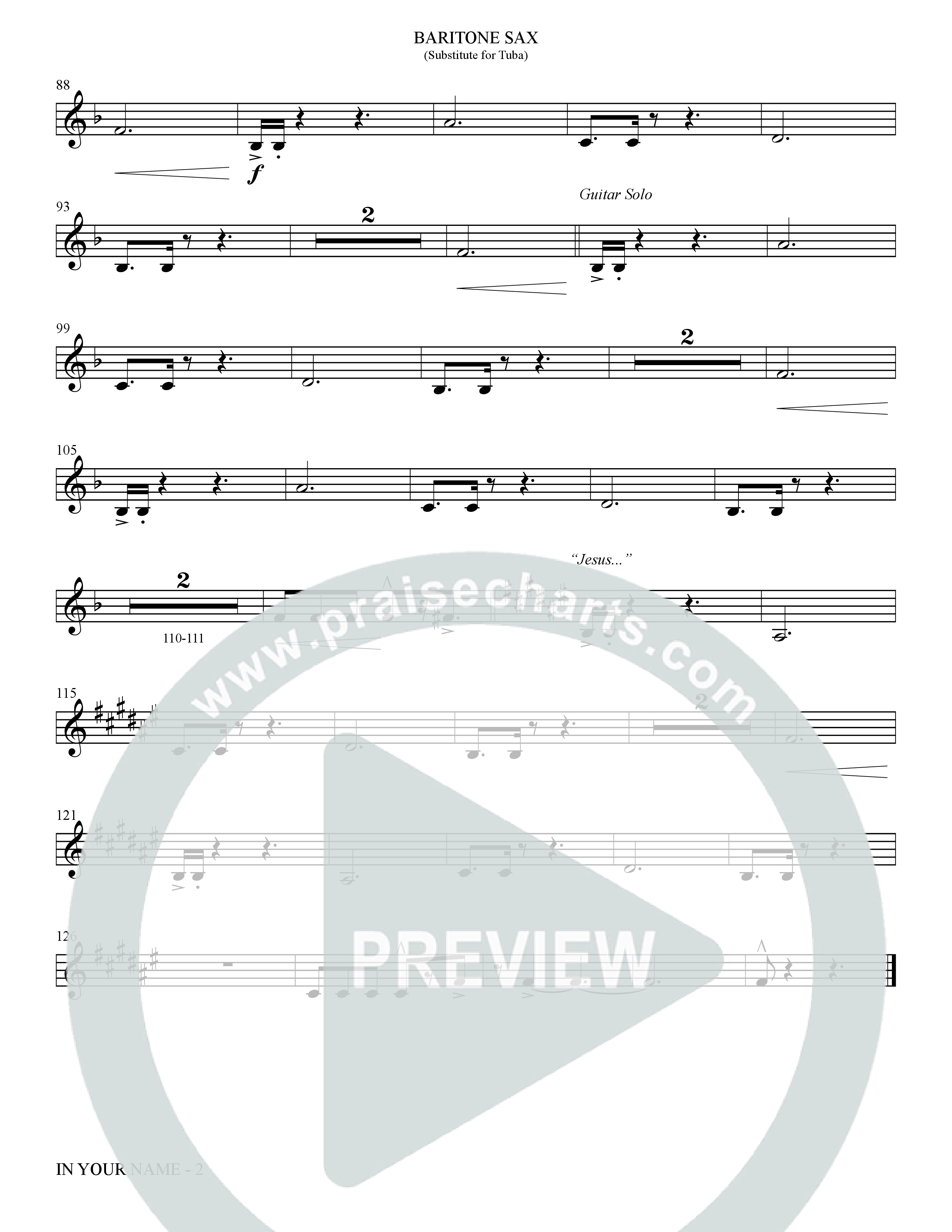 In Your Name (Choral Anthem SATB) Bari Sax (The Brooklyn Tabernacle Choir / Arr. Carol Cymbala / Orch. Jason Michael Webb)