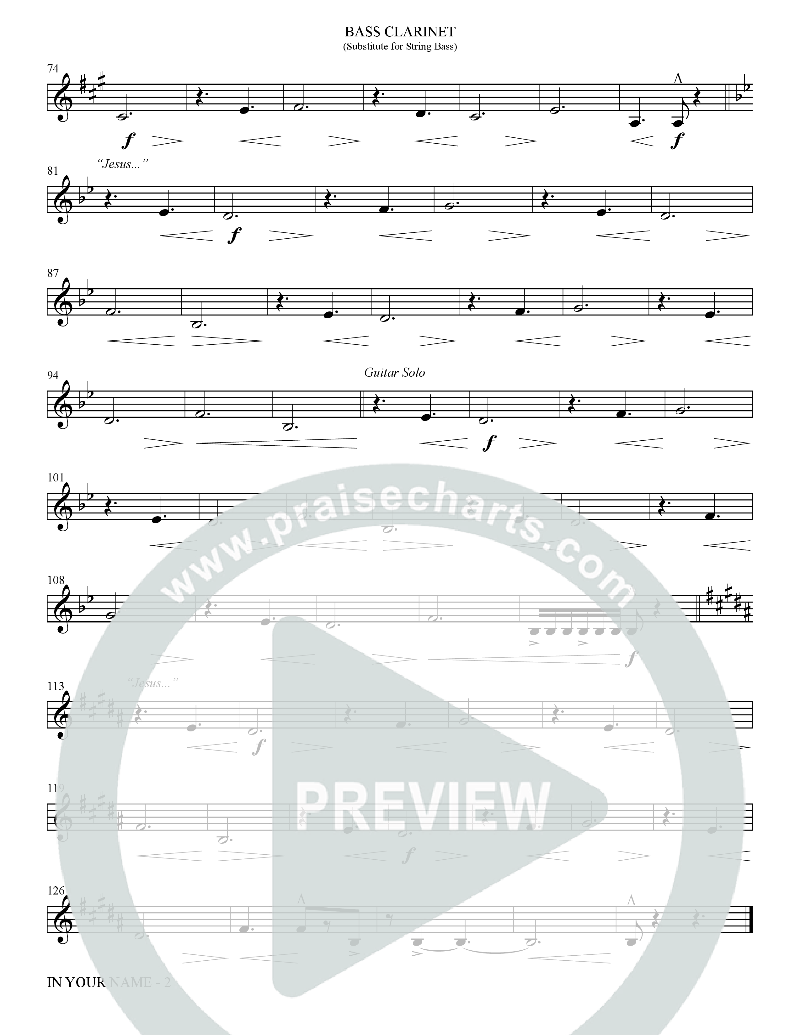 In Your Name (Choral Anthem SATB) Bass Clarinet (The Brooklyn Tabernacle Choir / Arr. Carol Cymbala / Orch. Jason Michael Webb)