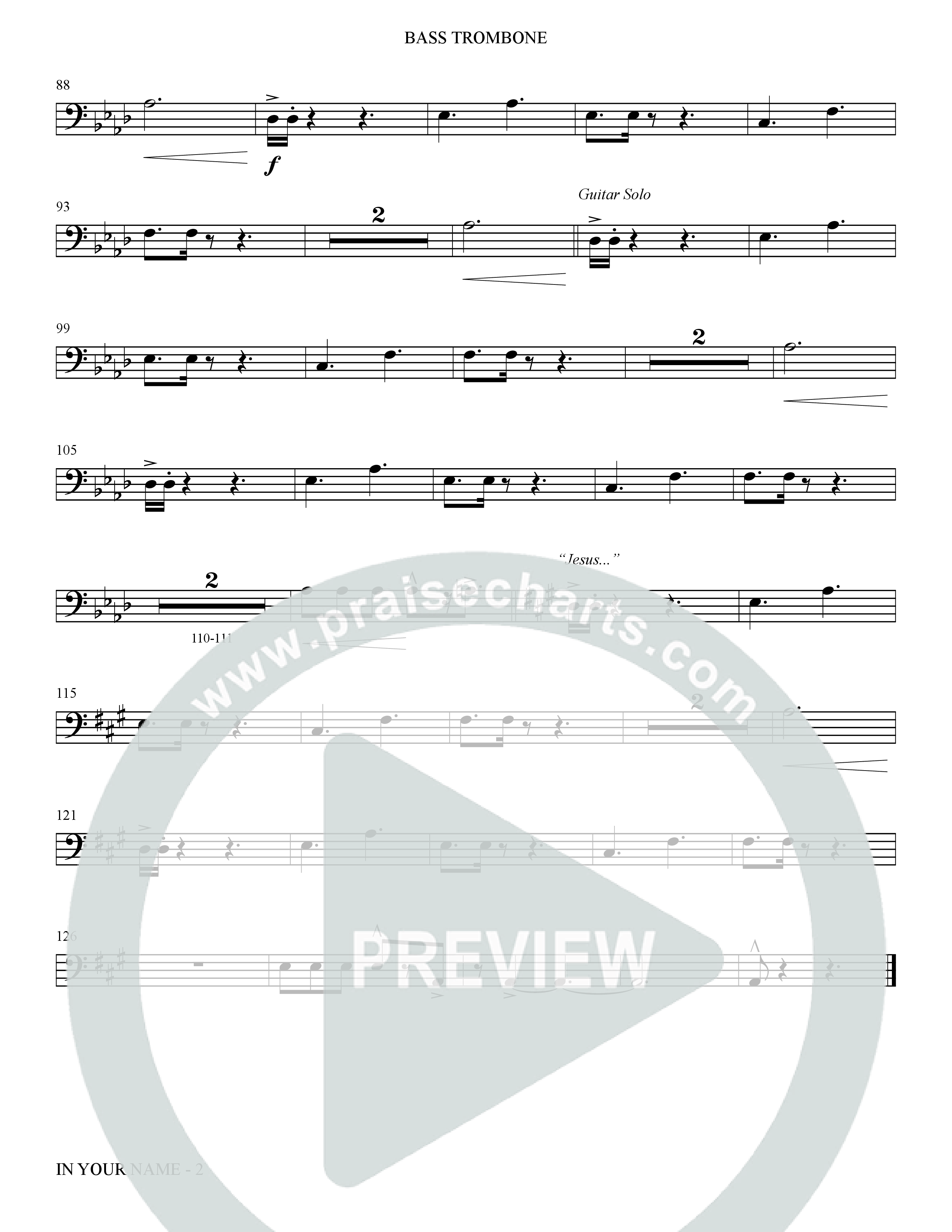 In Your Name (Choral Anthem SATB) Bass Trombone (The Brooklyn Tabernacle Choir / Arr. Carol Cymbala / Orch. Jason Michael Webb)