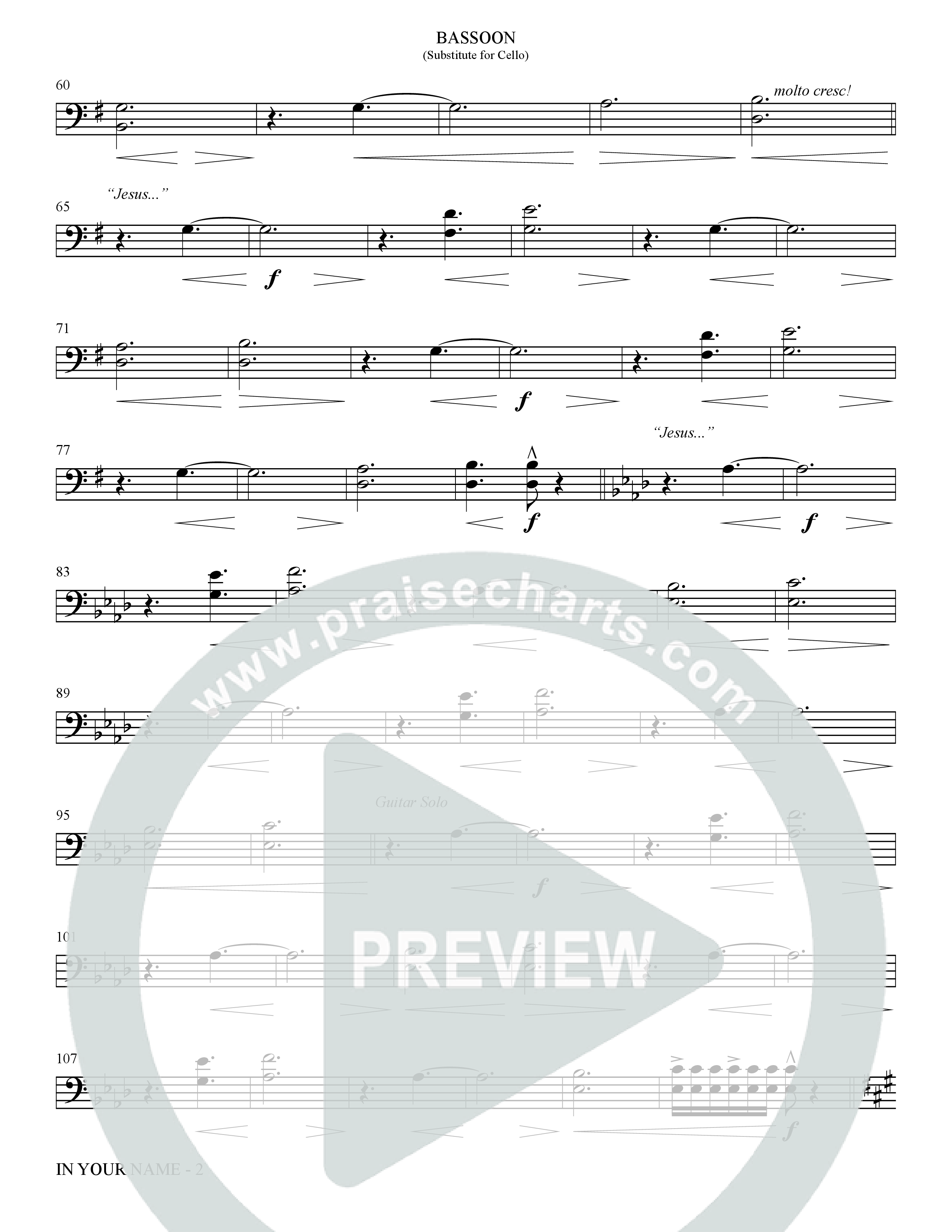 In Your Name (Choral Anthem SATB) Bassoon (The Brooklyn Tabernacle Choir / Arr. Carol Cymbala / Orch. Jason Michael Webb)