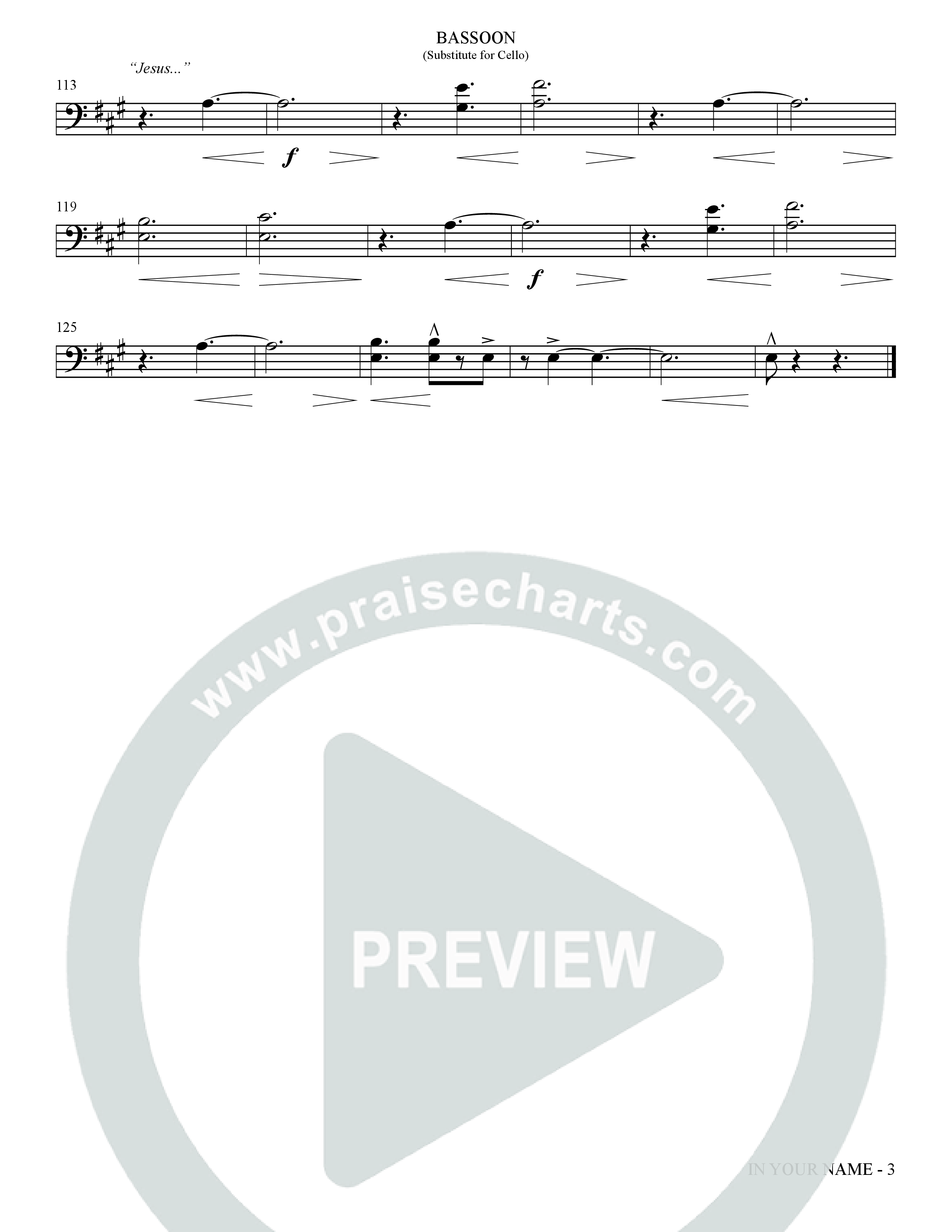 In Your Name (Choral Anthem SATB) Bassoon (The Brooklyn Tabernacle Choir / Arr. Carol Cymbala / Orch. Jason Michael Webb)