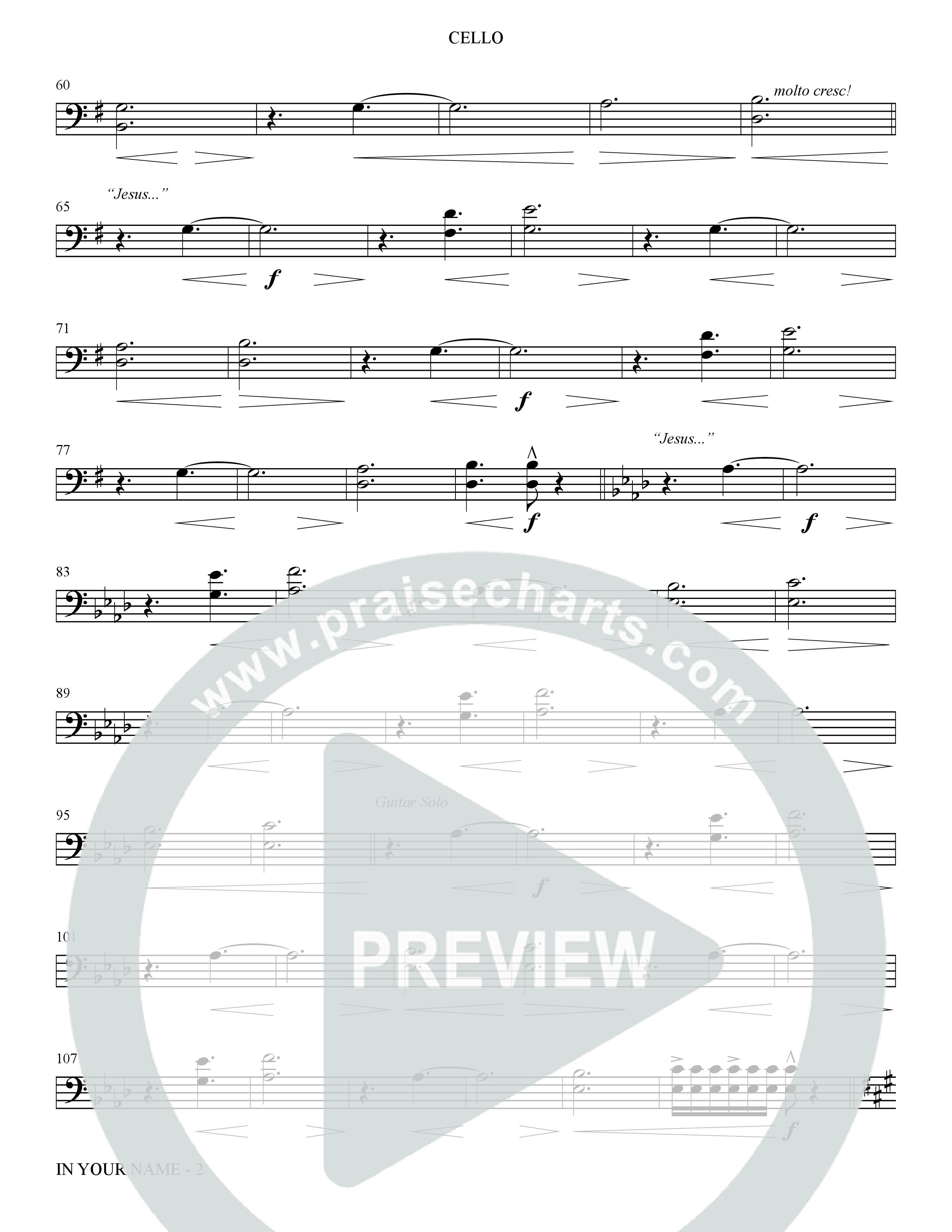 In Your Name (Choral Anthem SATB) Cello (The Brooklyn Tabernacle Choir / Arr. Carol Cymbala / Orch. Jason Michael Webb)