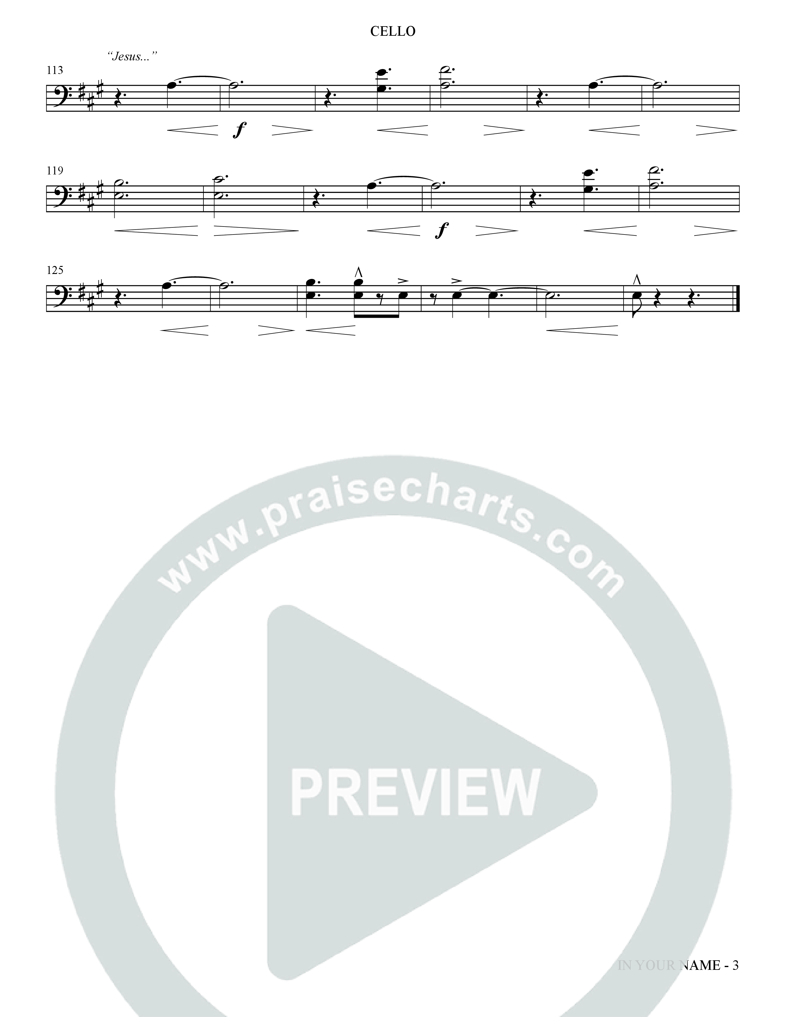 In Your Name (Choral Anthem SATB) Cello (The Brooklyn Tabernacle Choir / Arr. Carol Cymbala / Orch. Jason Michael Webb)