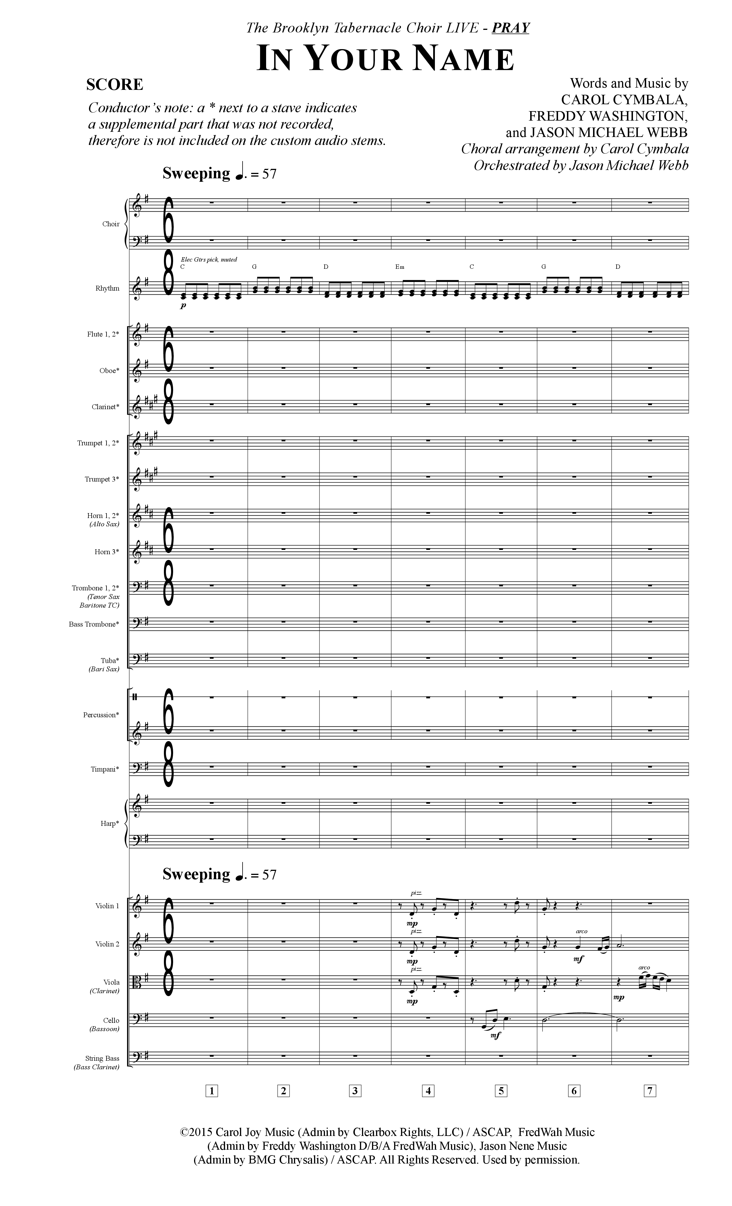 In Your Name (Choral Anthem SATB) Orchestration (The Brooklyn Tabernacle Choir / Arr. Carol Cymbala / Orch. Jason Michael Webb)